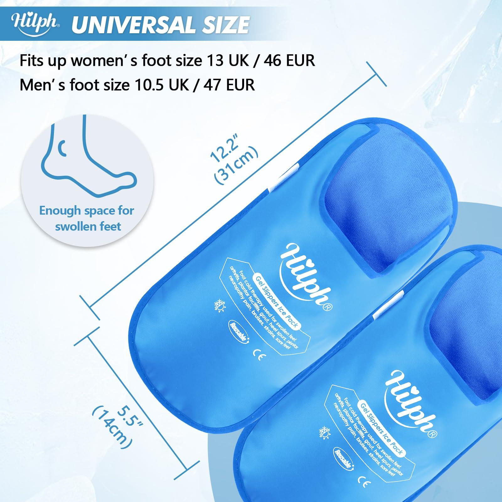 Hilph Hilph Foot Ice Pack Slippers for Plantar Fasciitis 2 Packs, Reusable Hot Cold Packs Gel Ice Slipper for Foot and Broken Toes, Gout, Foot Surgery, Neuropathy, Diabetic, Swollen (Sky Blue)