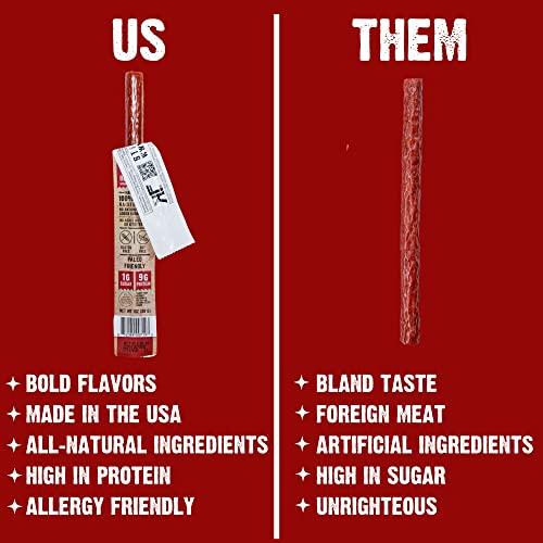 RIGHTEOUS FELON Righteous Felon Meat Sticks | 100% Beef Sticks | Gluten Free & Keto Meat Sticks | Low Sugar & High Protein Meat Sticks | Healthy Snack for Adults | Jerky Gifts for Men | OG Hickory, 10 Pack