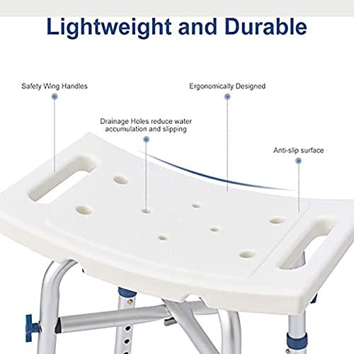 PTHTBL Shower Chair for Inside Shower, Heavy Duty Shower Chair, Adjustable Shower Stool, Anti-Slip Shower Bench Bathtub Stool Seat for Elderly, Senior, Handicap and Disabled,White