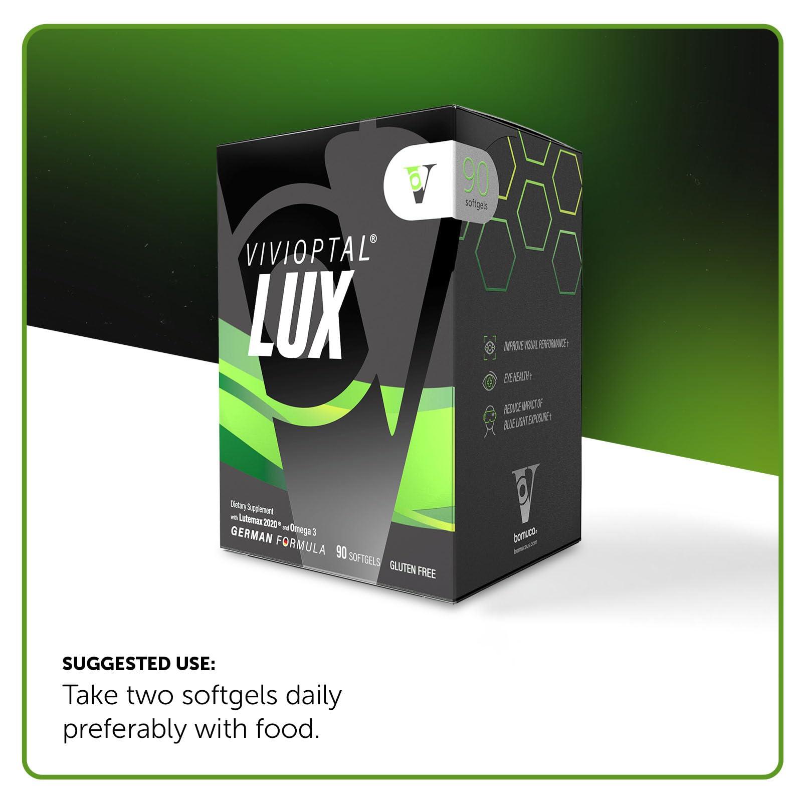 Vivioptal Vivioptal Lux, 90 Softgels, Adult Vitamins, Improve Visual Performance, Omega 3, Zinc, and Vitamin C & E, Multivitamin & Multimineral, Gluten Free, German Formula