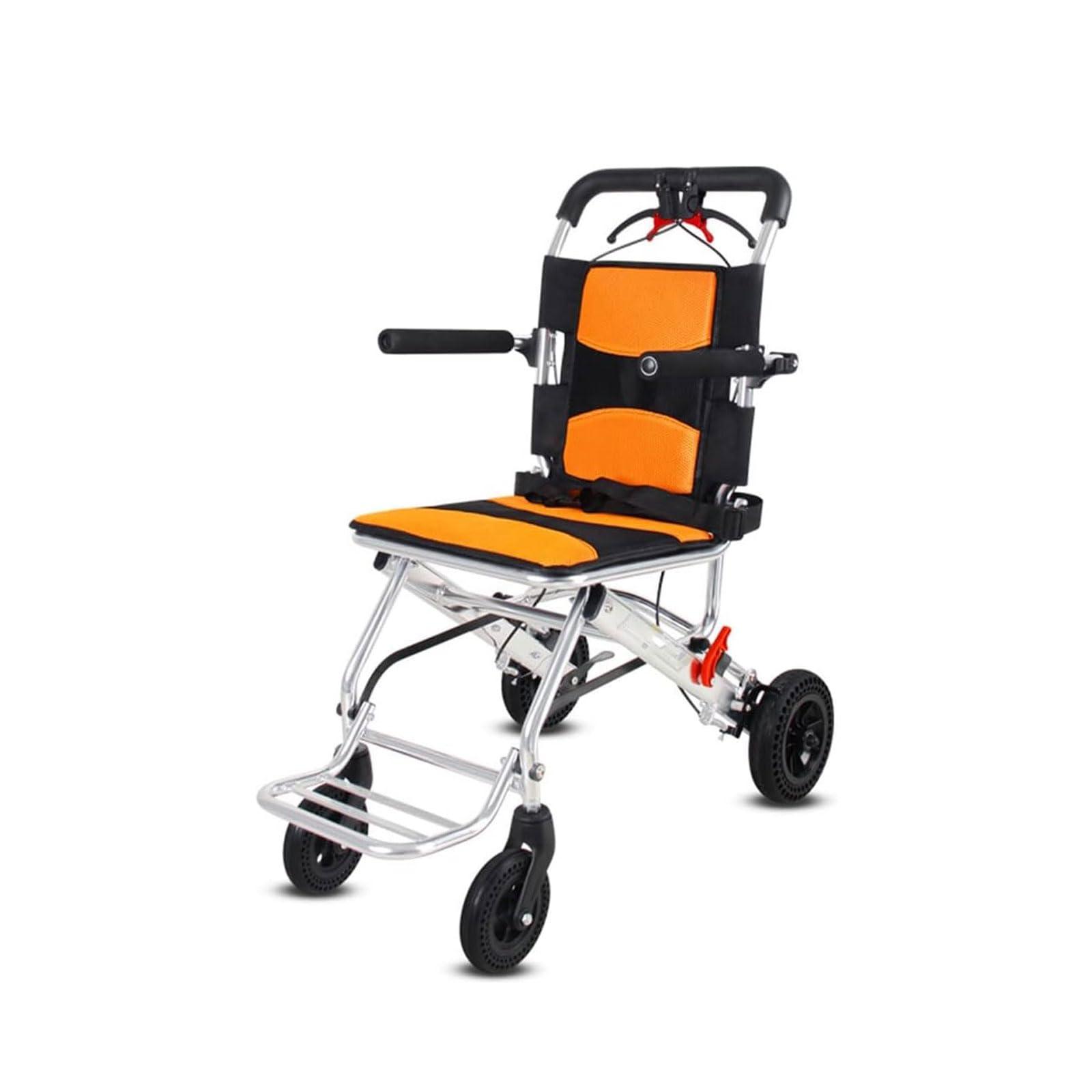 YUSIWOAL Ultra Light Folding Wheelchair Portable Transport Wheelchair Weight Only 18lbs Aluminum Lightweight Boarding Travelling Wheelchair for Seniors