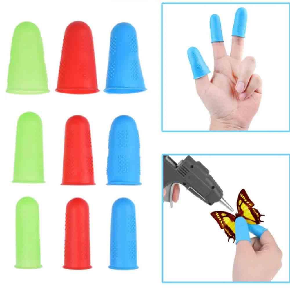 TOOLSTAR Finger Protectors 5 pcs Silicone Finger Protector Finger Cover Caps Anti-Cut Heat Resistant Anti-Slip Fingers Cover for Chopping, Sewing, Wax, Hot Glue (Green)