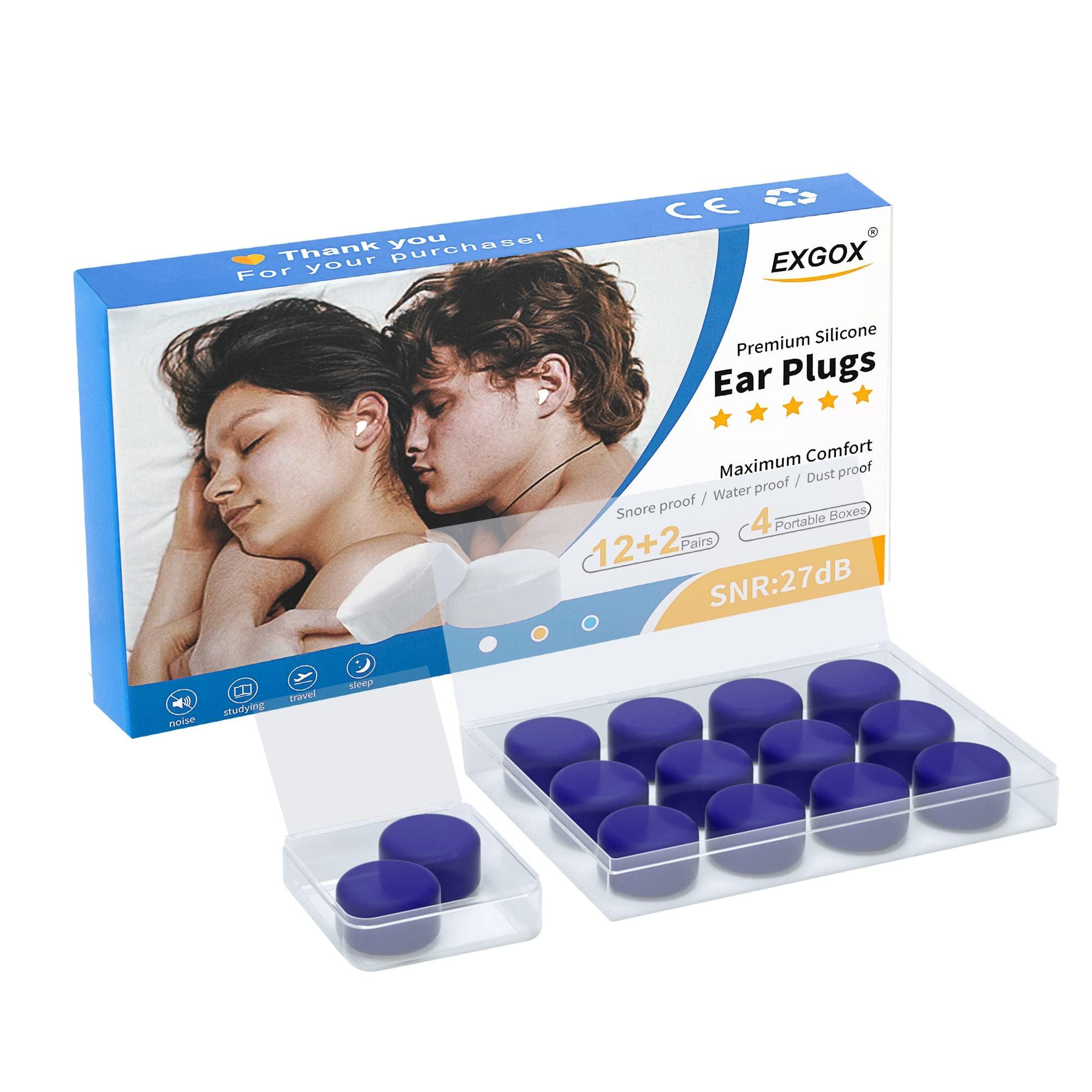 EXGOX EXGOX 7 Pairs Silicone Ear Plugs for Sleeping Noise Cancelling Reusable Moldable Wax Earplugs for Swimming, Work, Airplane, SNR27dB(Dark Blue)