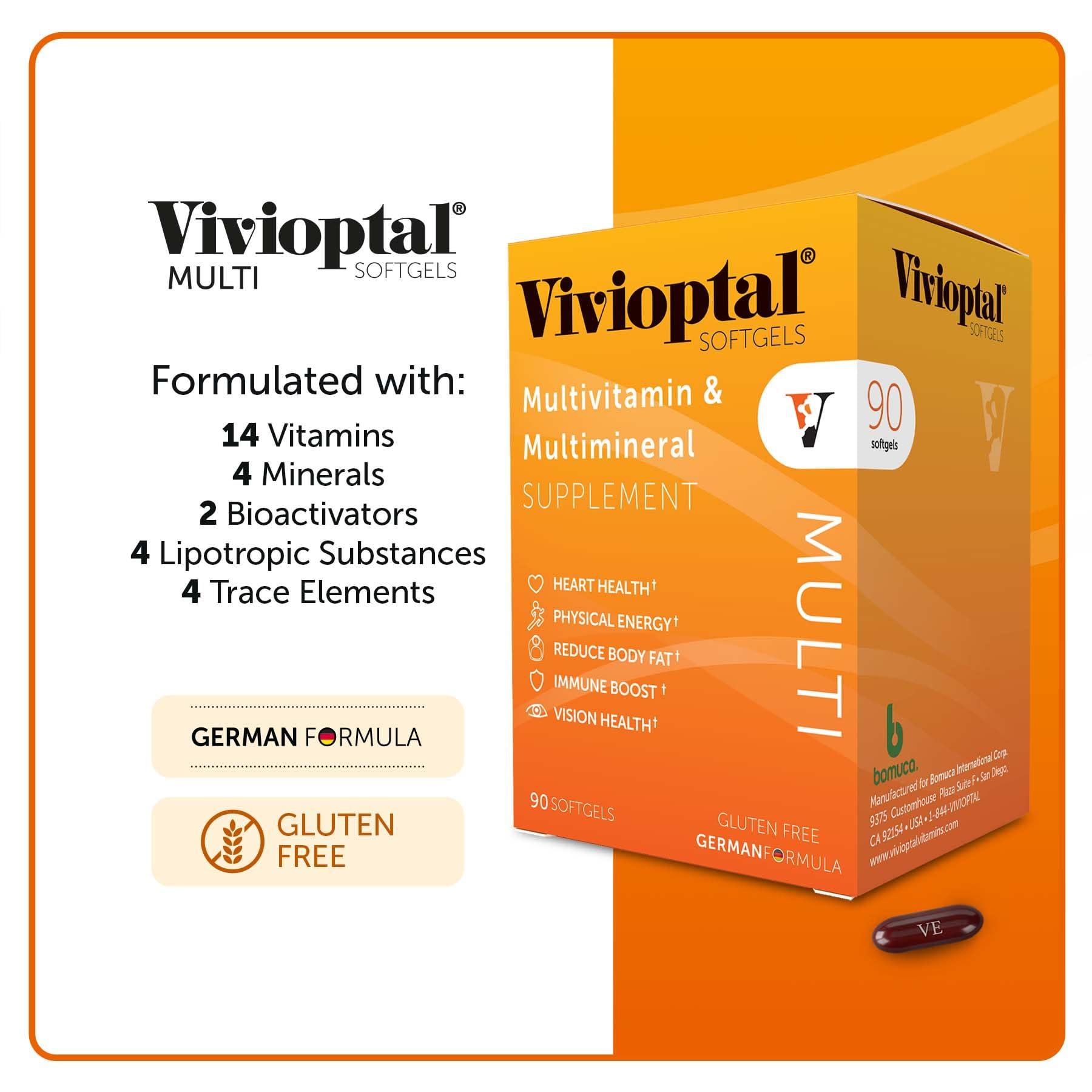 Vivioptal Vitamins Vivioptal Multi, 90 Softgels (1 Year Supply), Multivitamin & Multimineral, Gluten Free, German Formula