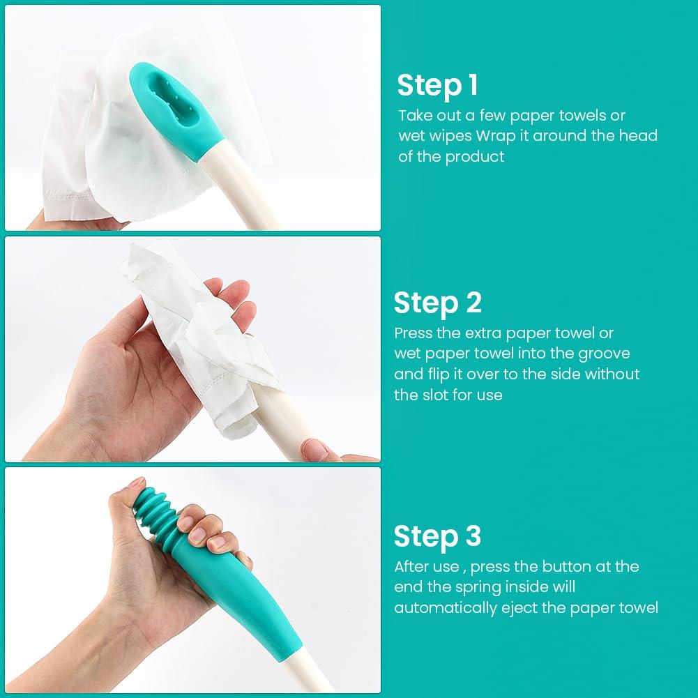 Zenquark Zenquark Toilet Aids Set for Wiping - Long Handle Butt Wiper for Elderly, Bottom Buddy Wiping Aid Bathroom Tools for Pregnant and Physically Challenged (4PCS Personal Hygiene Kit)(Blue)