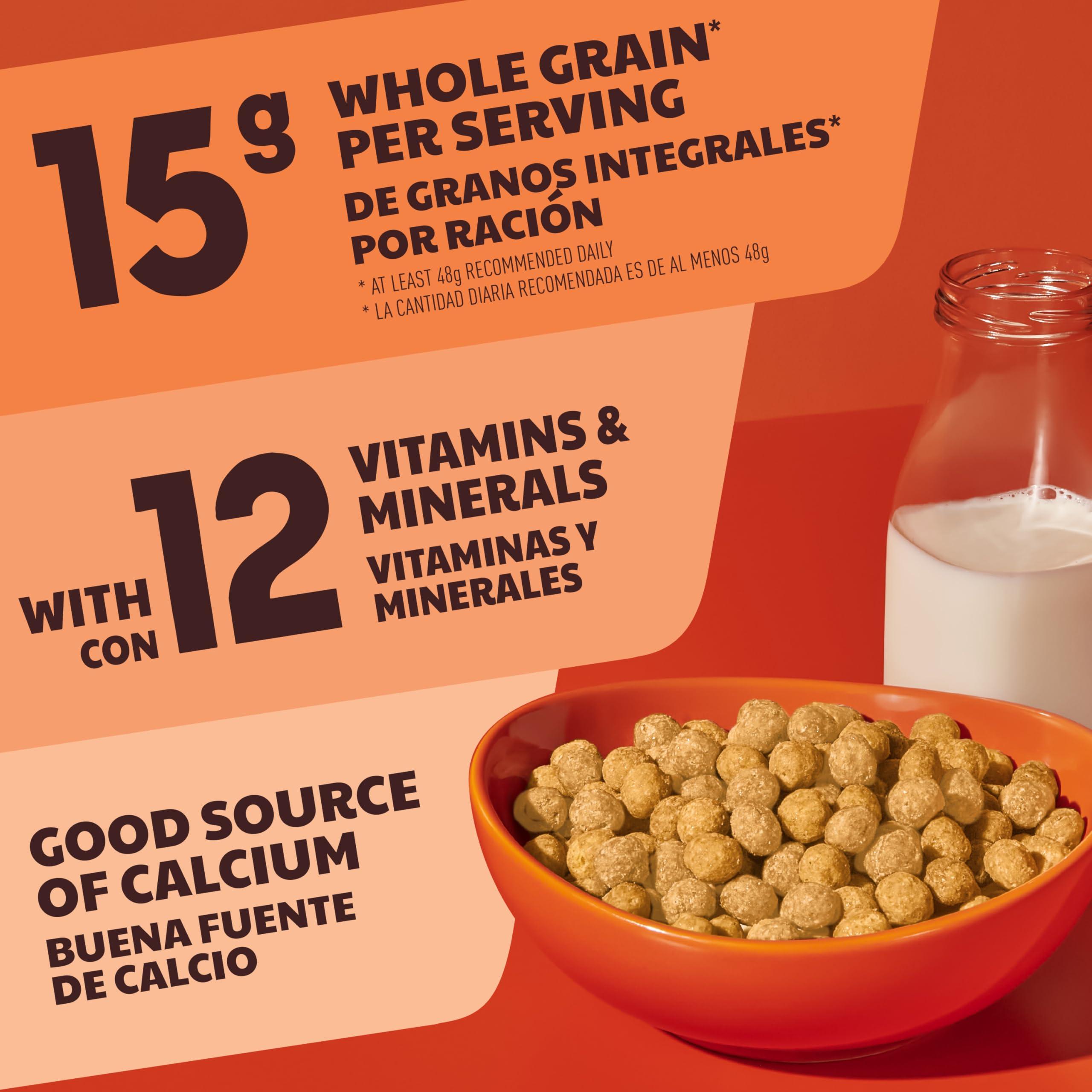 Reese\'s REESES PUFFS Peanut Butter Lovers Breakfast Cereal, Made with Whole Grain and Real REESES Peanut Butter, Family Size, 19.7 oz