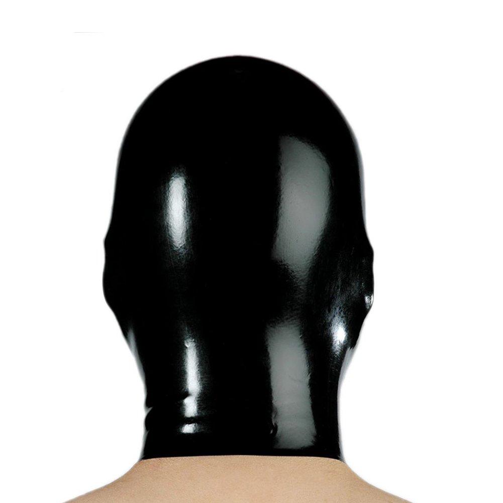 LEIMI Latex Hood Mask Men's Rubber Full Face Mask with Pinholes Zipped Latex Mask (L-0.4mm, with zipper)