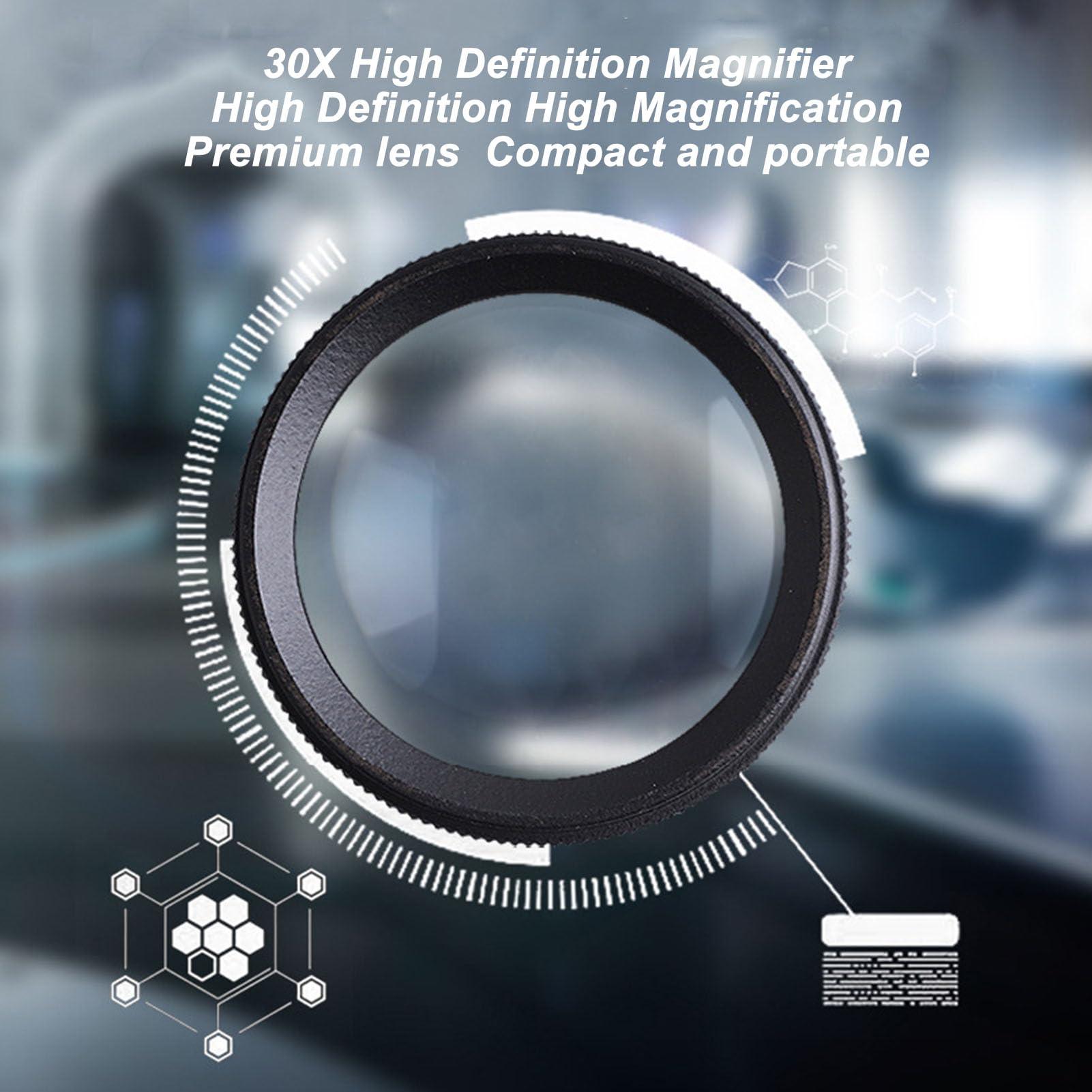 Diydeg 30X Optics Loupes Magnifier Loop, Professional Jewelry Magnifier Glasses Magnifying Lens, Portable Pocket Jewelry Loupe Desktop Reading Magnifier Lens for Jeweler, Stamps