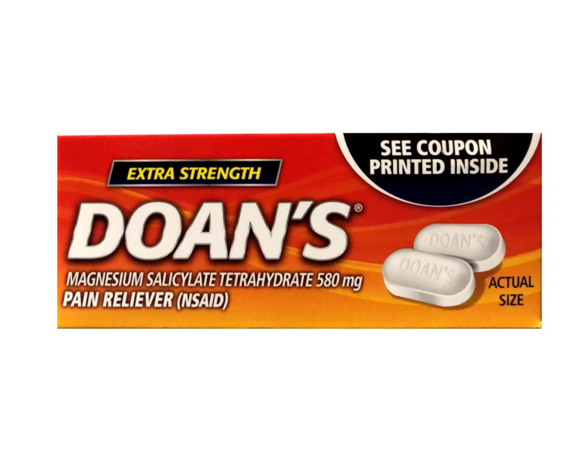Doans Doan's Extra Strength Pain Reliever, Magnesium Salicylate Tetrahydrate 580 mg, Relieves Backache Pain, 24 Caplets (Pack of 5)