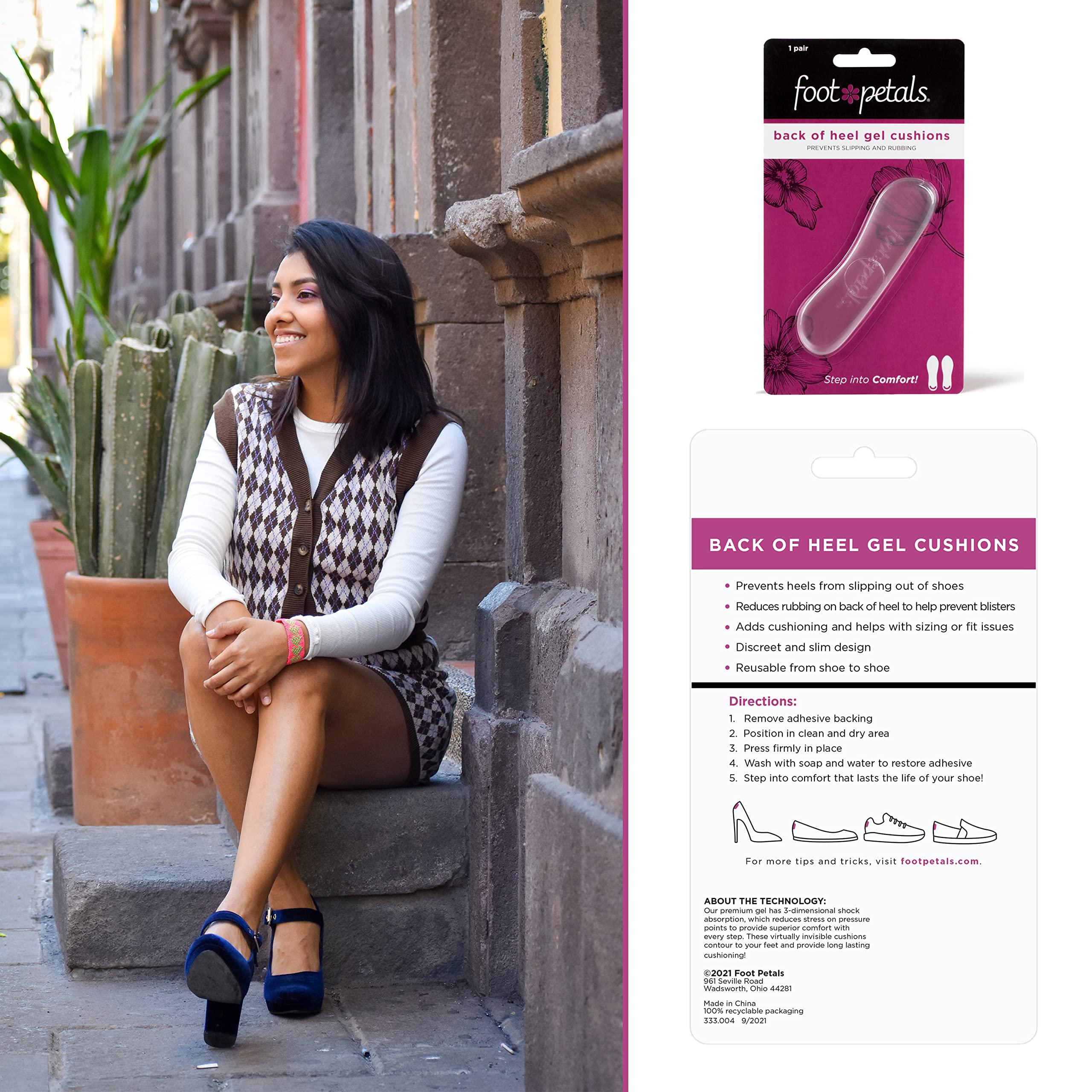 Foot Petals Foot Petals Womens Back of Heel Cushion Inserts, Heel Protectors, Comfortable Heel Grip for Pain Relief and Sizing, 1 pair, Gel