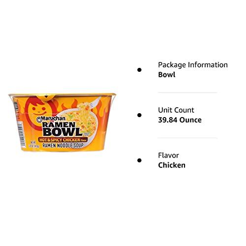 Maruchan Maruchan Bowl Hot & Spicy Chicken Flavor Ramen Noodles with Vegetables 3.32 OZ (Pack of 12)