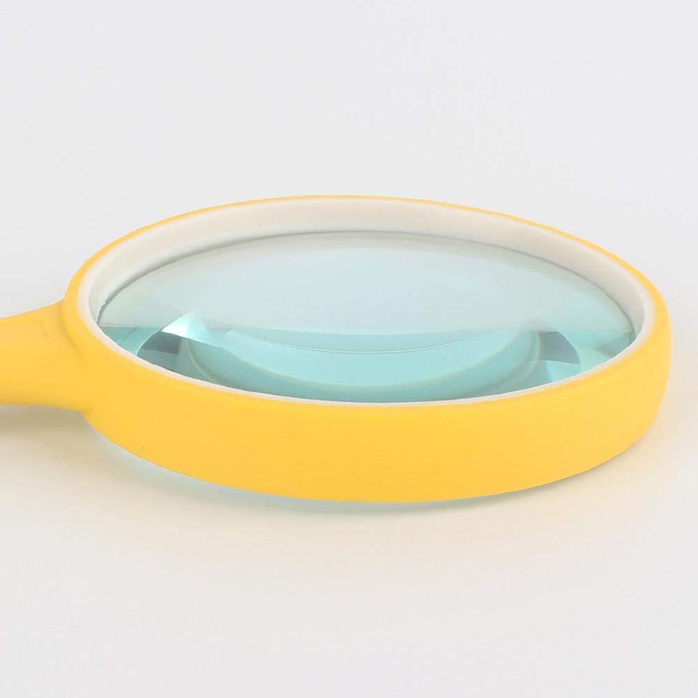 LUSTAR LUSTAR HD Magnifying Glass with Rubber Handle Portable Handheld Reading Magnifier for Elderly and Students Reading Yellow-90mm