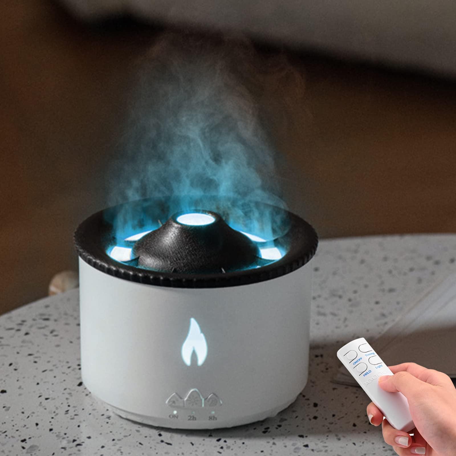 YMYMGGI YMYMGGI Volcano Diffuser Aromatherapy Oil Humidifier 2 Mist Mode Flame Humidifier,360ML Timer and Waterless Auto-Off Double Color with Remote Control for Home Office