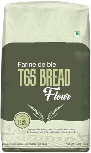 Generic Generic Farine De Ble T65 Bread Flour, 4 LBS (1.8kg) - Unbleached & High Protein Flour, All Purpose Bread Flour, Strong Bread Flour