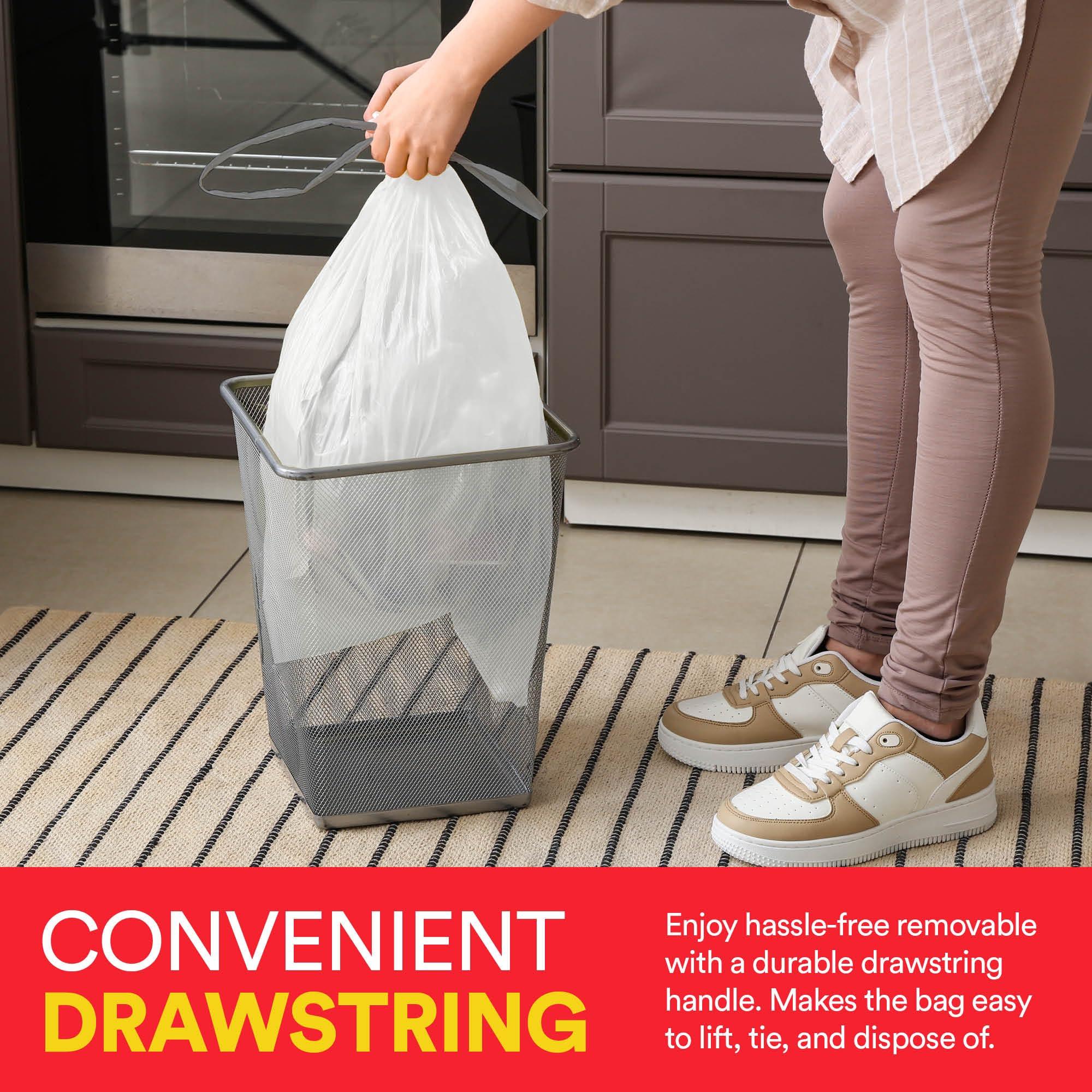 HOUZZKINGZ USA Small Trash Bags 4 Gallon Trash Bags Drawstring - 57 White Unscented Small Garbage Bags | Waste Basket Plastic Trash Can Liners | Bathroom House Cleaning Supplies