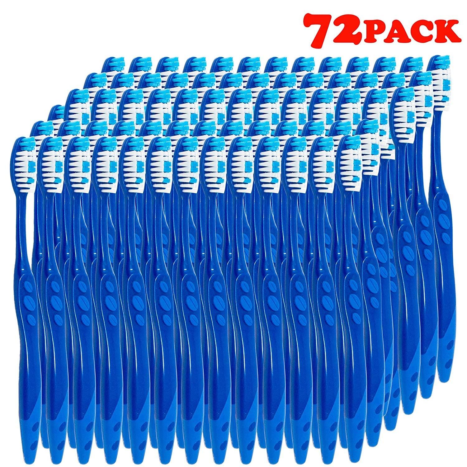 Orazen Pre pasted Disposable Toothbrushes Individually Wrapped | Regular Size Head, Soft Bristle Hygienic & Economical | Great for Travel Camping Guestroom Car Office School Hotel Airbnb Gifts (72 Pack)