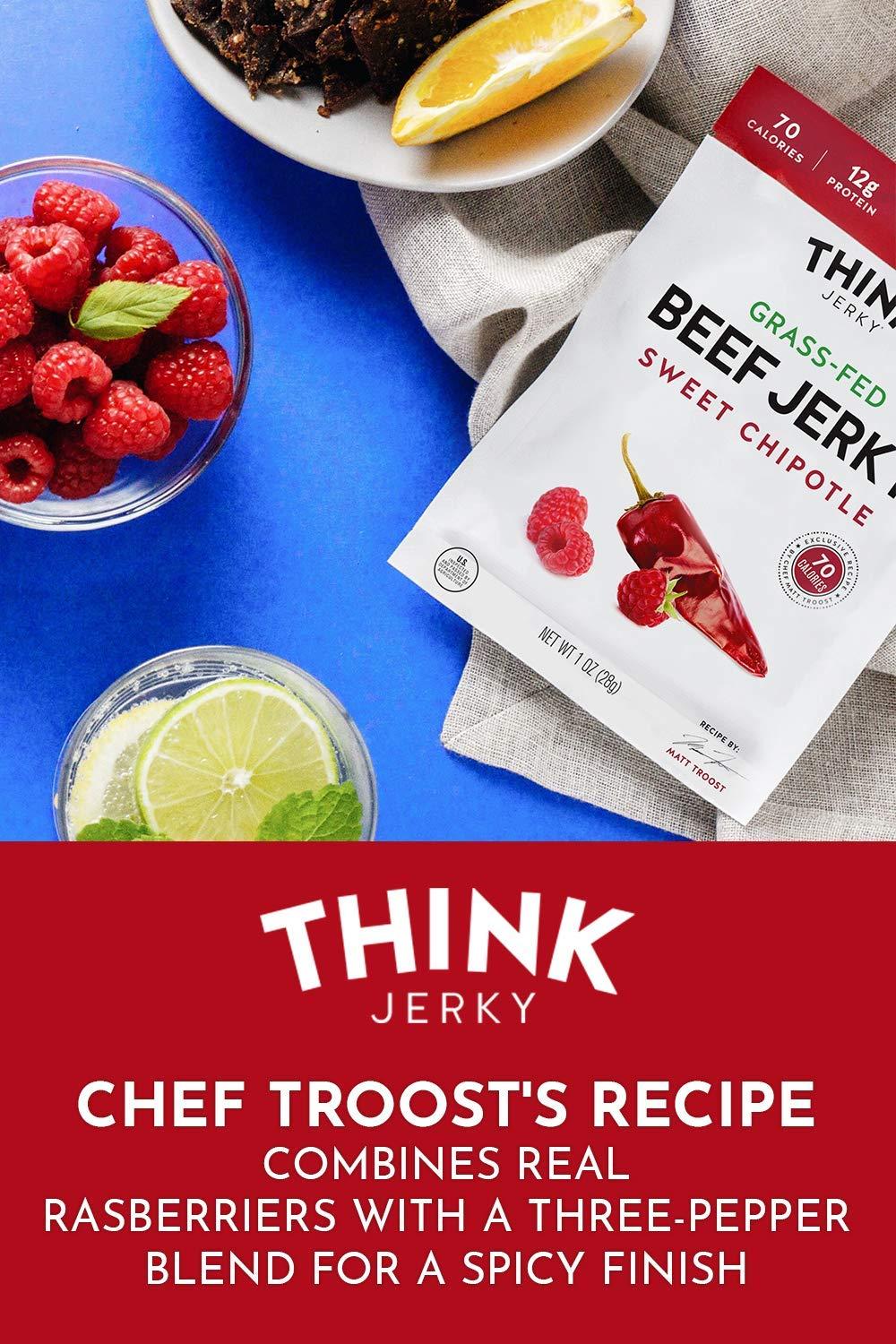 Think Jerky Think Jerky, Beef and Turkey Jerky Variety Pack (1.0 Ounce Bags, Pack of 8) Contains 2 Bags of Each: Classic Beef Jerky, Sweet Chipotle Beef Jerky, Sriracha Honey Turkey Jerky, and Sesame Teriyaki Beef Jerky - Healthy Jerky Snack, Low Calorie, Low Fa