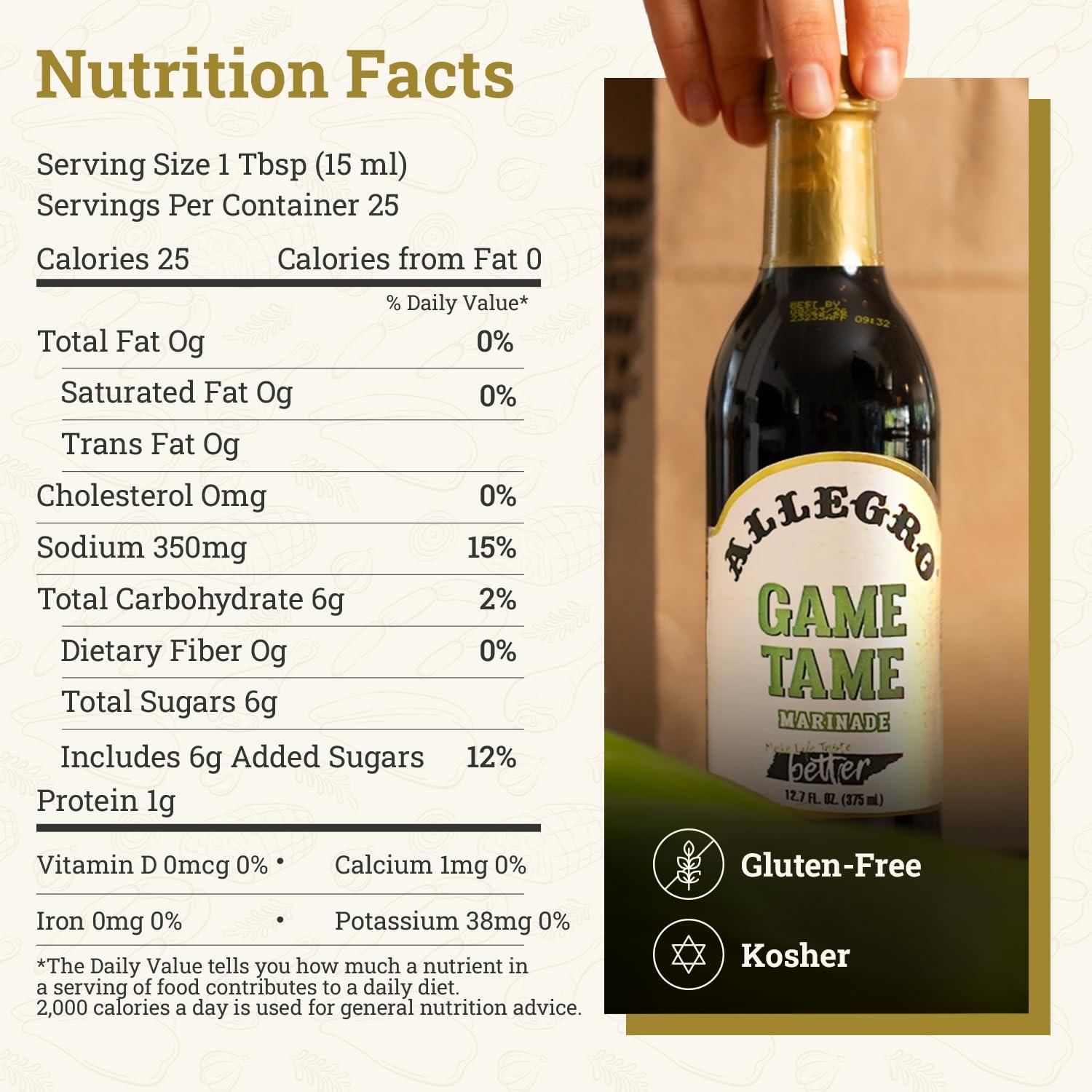 Allegro ALLEGRO - The Marinate Everything Marinades | Perfect Marinades for Meat & Veggies | Marinade for Grilling, Roasting & Cooking | Kosher & Gluten Free | 12.7 Oz (Pack of 1) - Game Tame