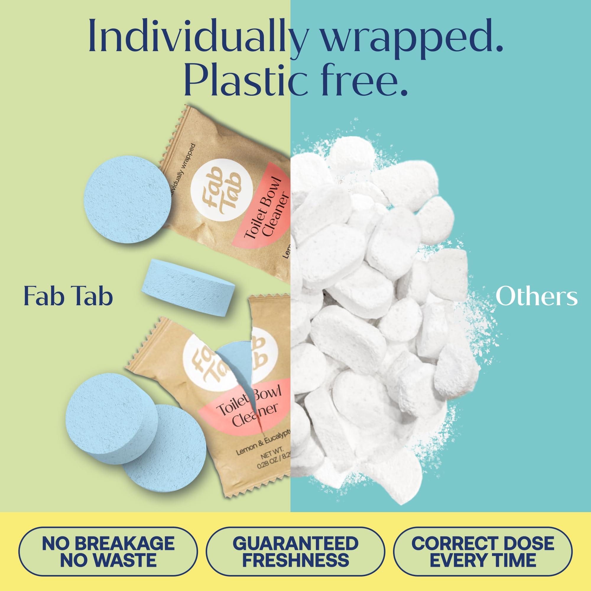 Fab Tab Fab Tab Toilet Bowl Cleaner Tablets- No Harsh Chemicals | Removes Rust & Stains | Natural Cleaning Products | Family and Pets approved Plastic-Free