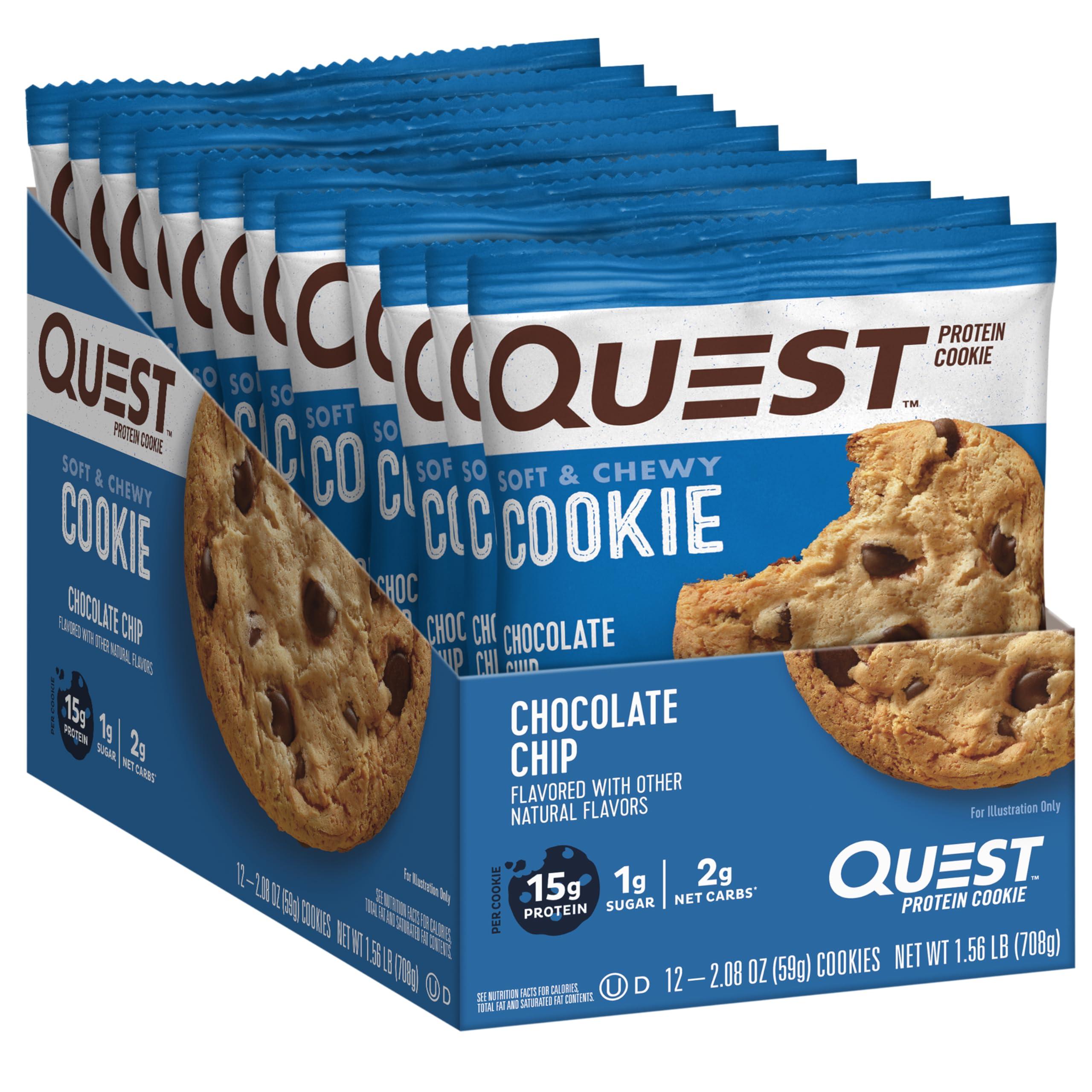 Quest Nutrition Quest Nutrition Frosted Strawberry Cake & Chocolate Chip Protein Cookie Bundle, 1g Sugar, 10g Protein, 2g Net Carbs, Gluten Free, 16 & 12 Count