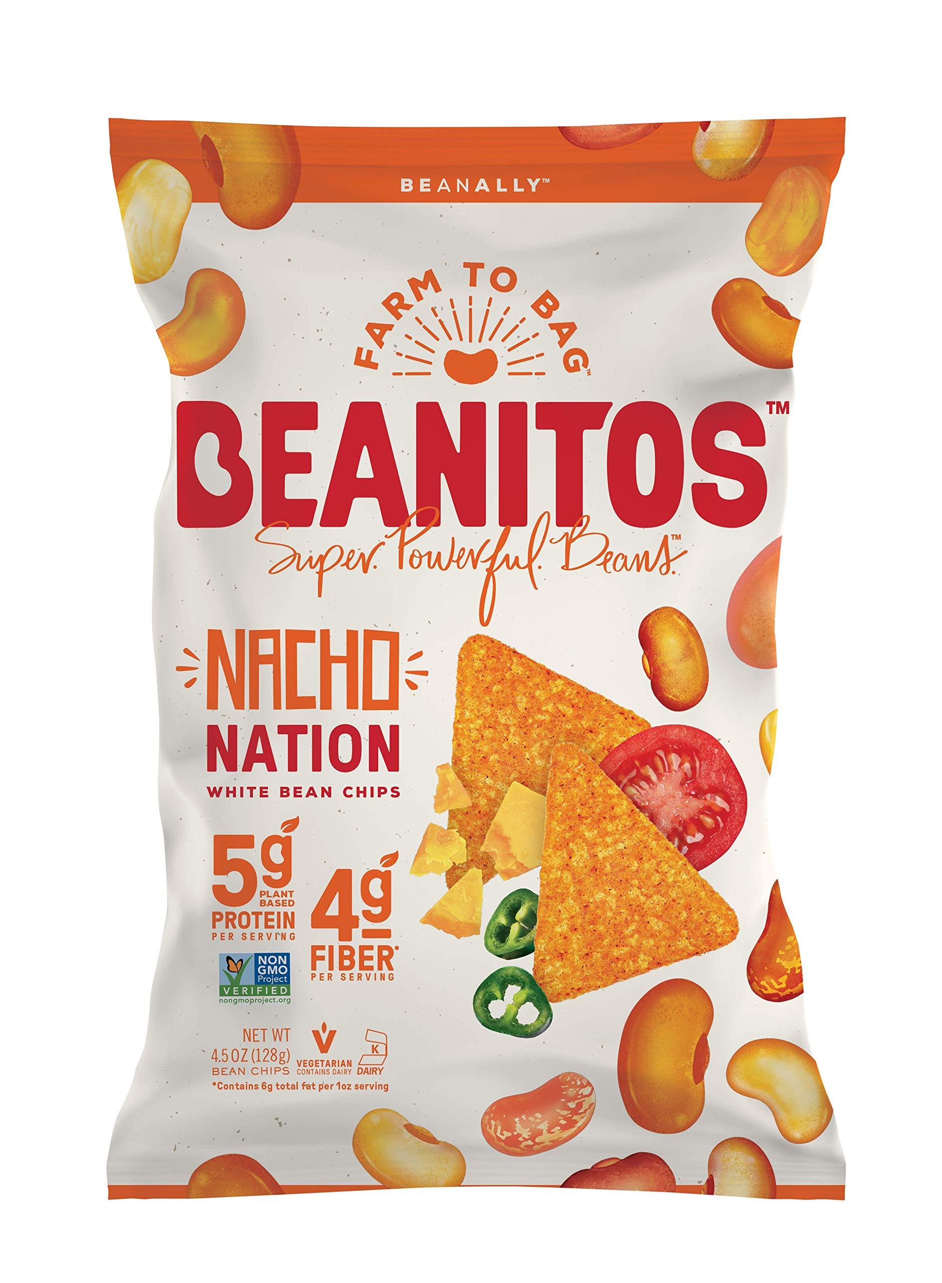 Beanitos Beanitos White Bean Chips - Nacho Nation - 6 oz Bag - White Bean Tortilla Chips - Vegetarian Snack with Good Source of Plant Protein and Fiber