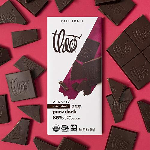 THEO Theo Chocolate Pure Organic Dark Chocolate Bar 85% Cacao, 6 Pack | Vegan, Fair Trade