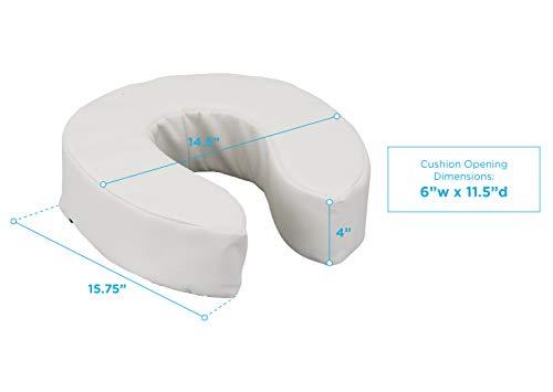 NOVA Medical Products NOVA Medical Products Toilet Seat Cushion and Riser, 4” Padded Toilet Seat Attachment Cover, For Standard and Elongated Toilet Seats, Vanilla