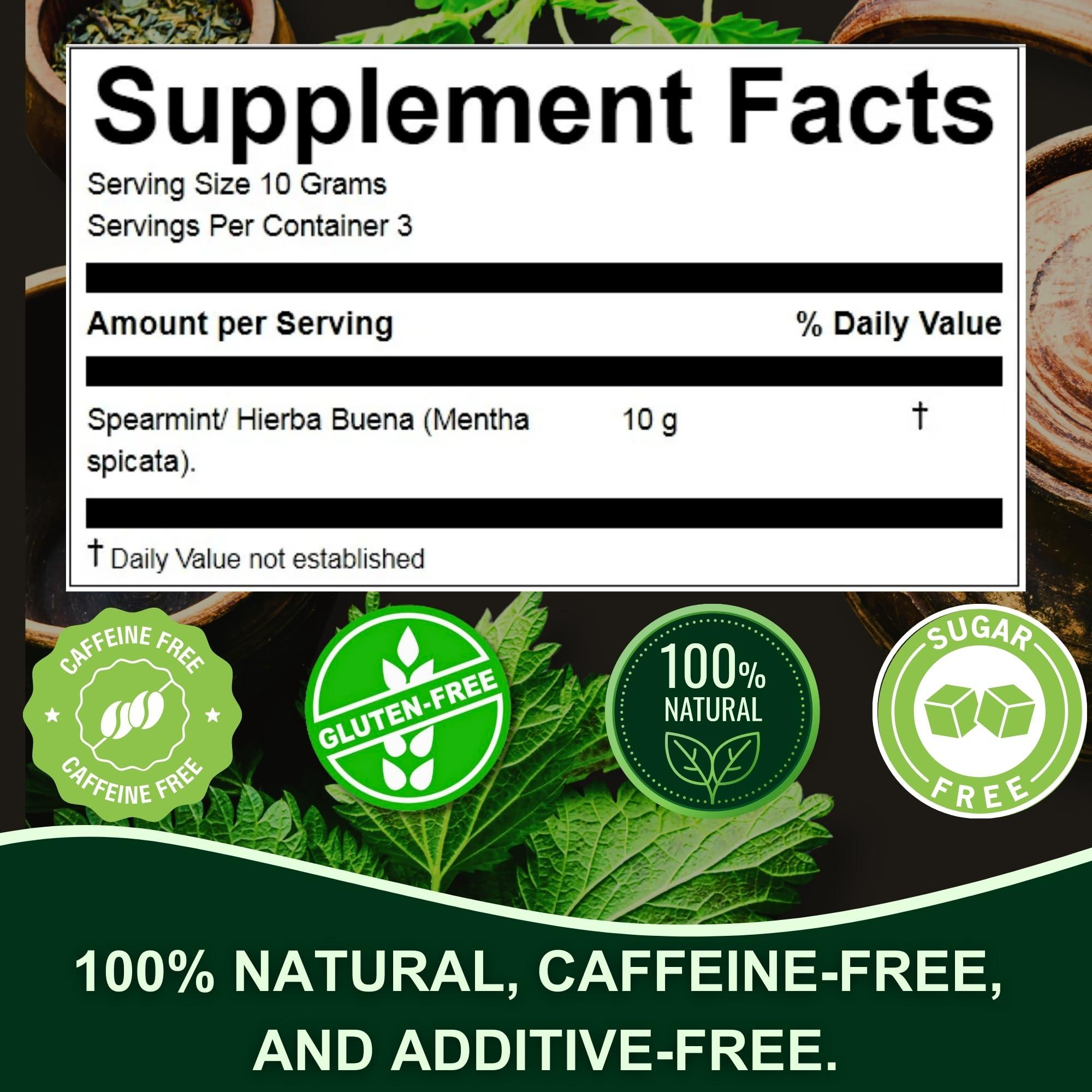 Hanan Hanan Spearmint Tea Loose Leaf (Hierba Buena) 1.1 oz (30 g) - Dried Peppermint Leaves (Mentha Spicata) Plant Leaves from Peru