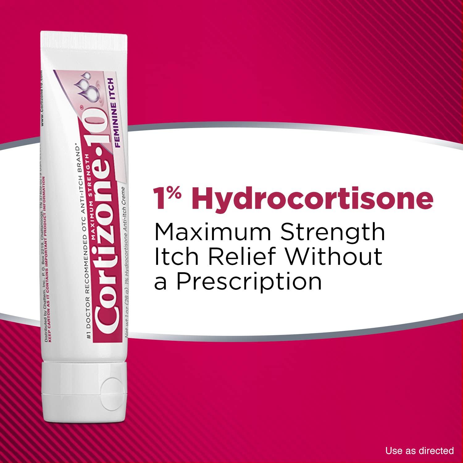 Cortizone 10 Cortizone 10 Maximum Strength Feminine Itch Cream, 1% Hydrocortisone, 1 oz. (Pack of 2)