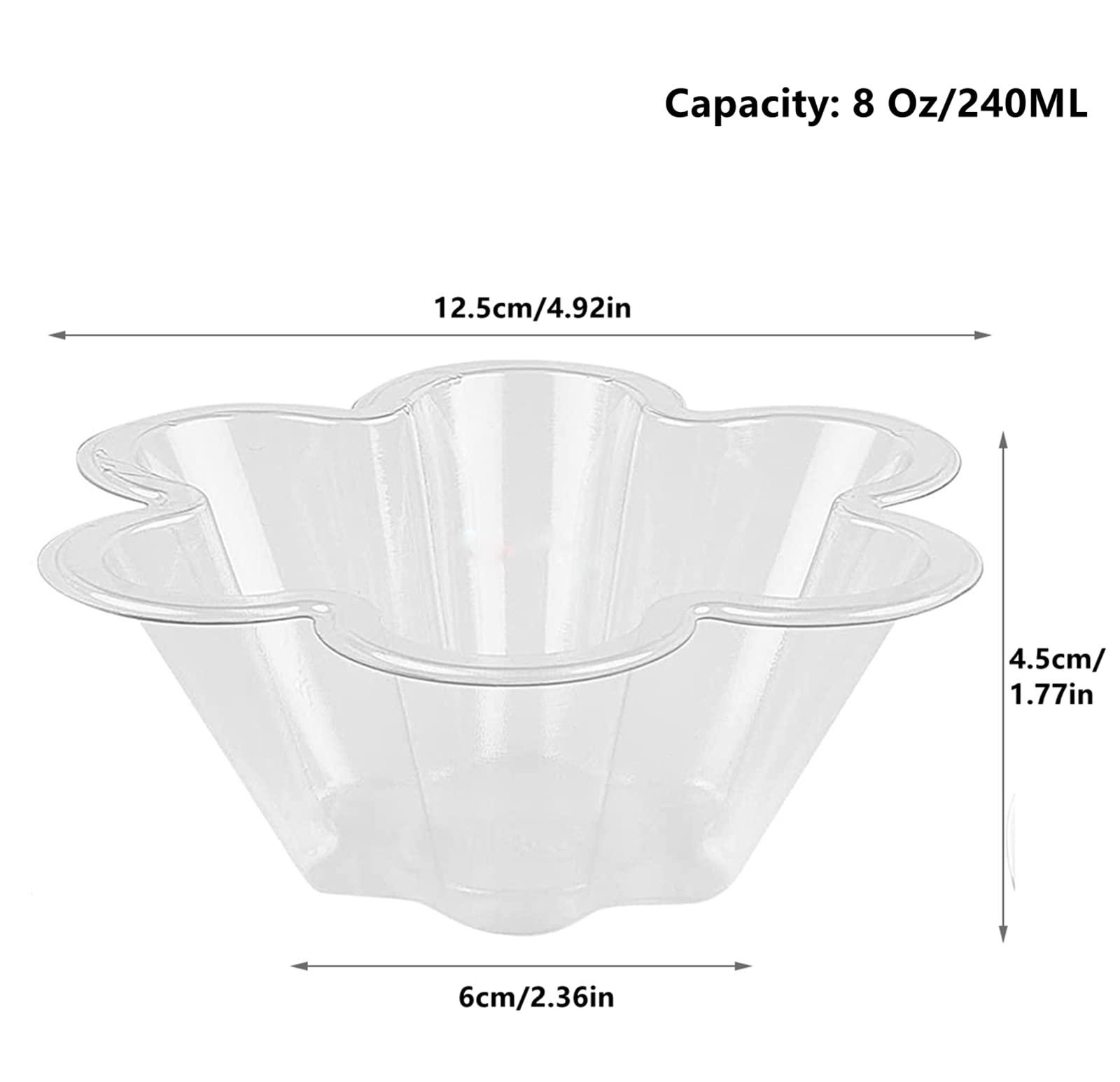 Minsily Minsily 50 Pack Clear Plastic Dessert Bowls 8 oz Disposable Ice Cream Cups Flower Parfait Cups Sample Serving Bowls Plastic Dessert Cups Sundae Snack Fruit Salad Bowl Appetizers Cup for Holiday Party