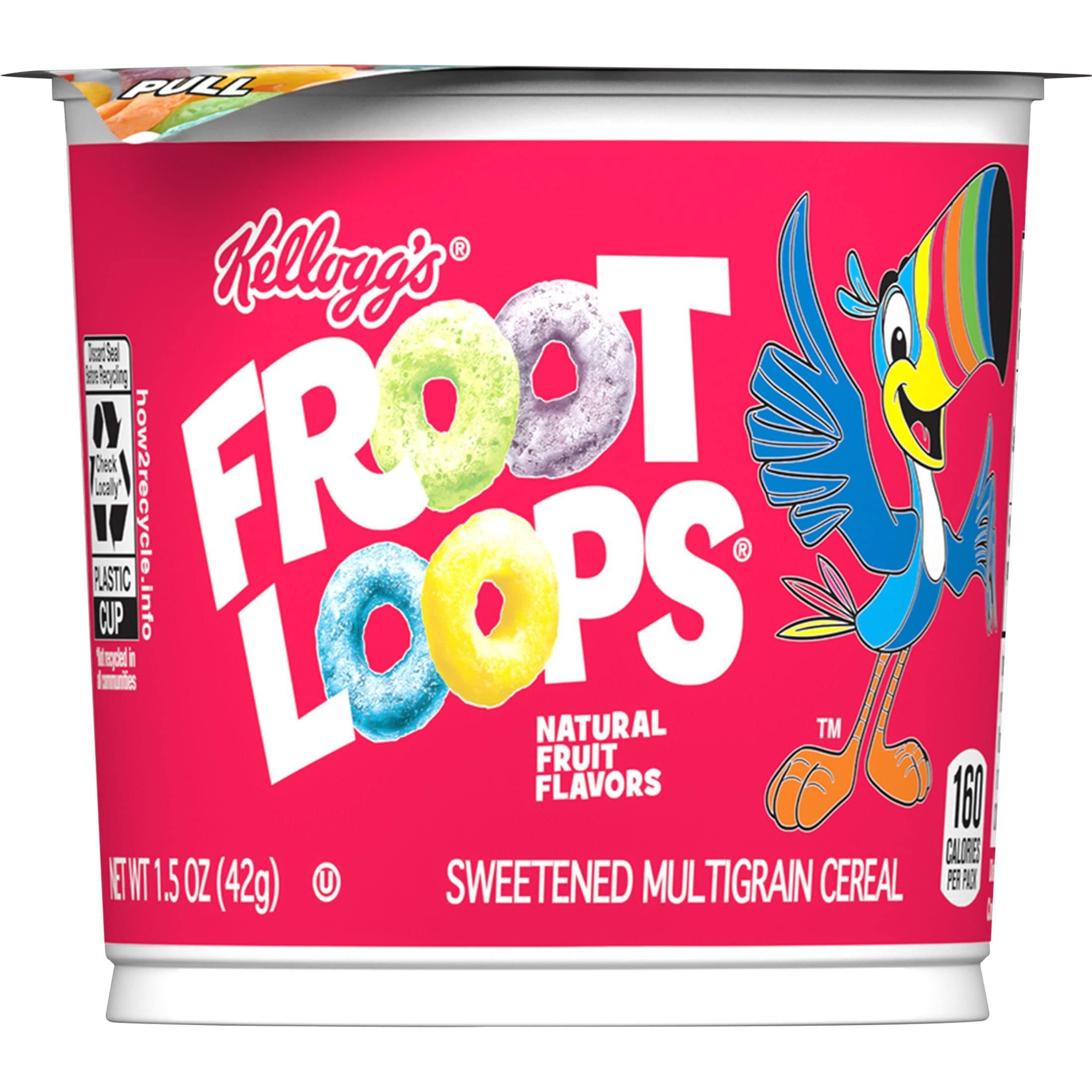 Froot Loops Kellogg\'s Froot Loops Breakfast Cereal Cups, Fruit Flavored, Breakfast Snacks with Vitamin C, Original, 18oz Case (12 Cups) (Pack of 2)