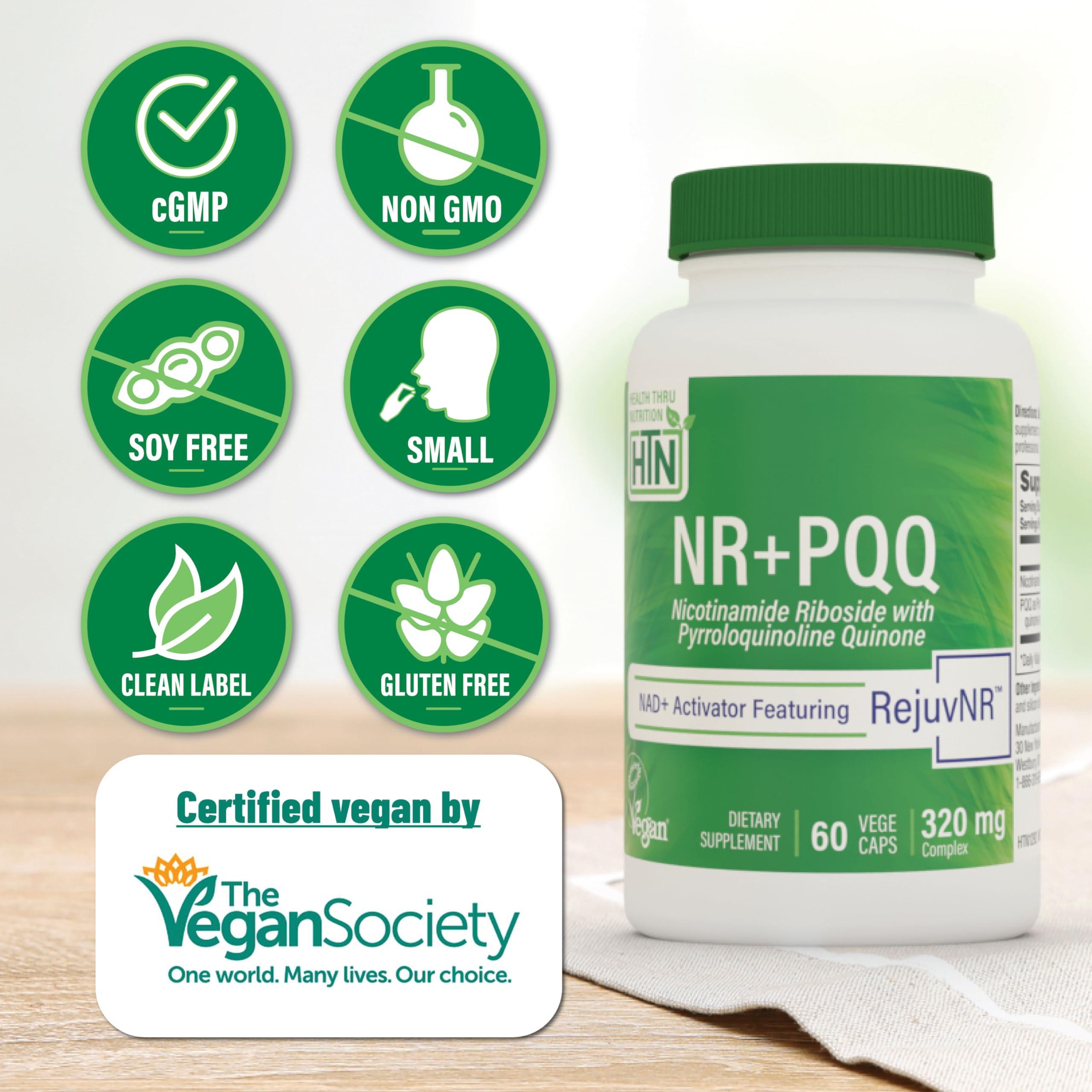 Health Thru Nutrition Health Thru Nutrition NAD+ Activator | NR with PQQ | 300mg Nicotinamide Riboside + 20mg PQQ | Mitochondria Maximizer | Non-GMO | Pack of 60