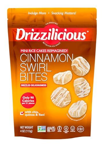 Drizzilicious Drizzilicious Mini Rice Cakes Cinnamon Swirl - Rice Crisps, Healthy Snack for Adults and Kids, Flavored Rice Cakes, Vegan, Gluten Free, Allergen Free, Only 90 Calories Per Serving - 4 oz (Pack of 1)