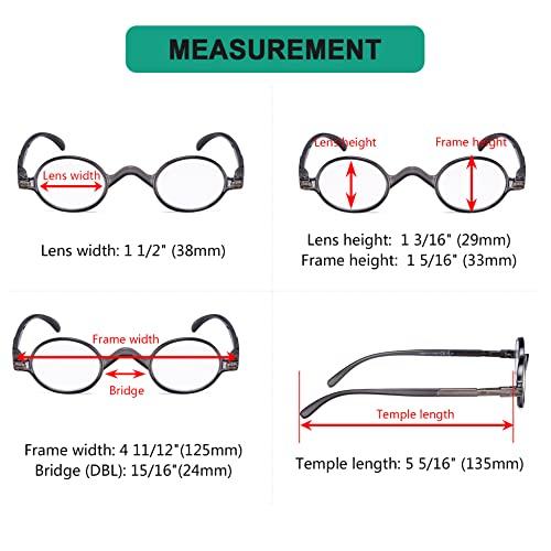 Eyekepper Eyekepper Small Oval Round Reading Glasses Vintage Mini Reader Eyeglasses for Men Women Reading with Spring Hinges Grey Frame +3.00