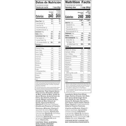 Raisin Nut Bran Raisin Nut Bran Cereal, High Fiber Cereal Made with Whole Grain, 20.8 oz (Pack of 4)