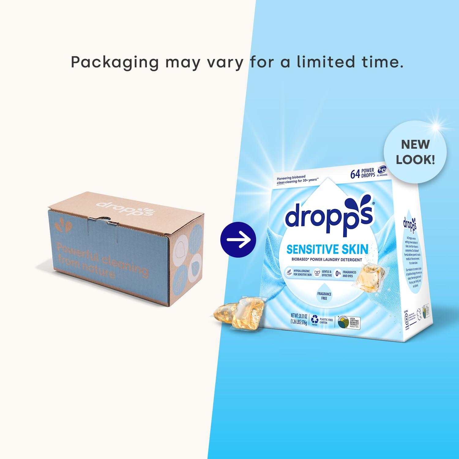 dropps Dropps Sensitive Skin Laundry Detergent Pods, Unscented (64 Tablets) - Dermatologist Tested Laundry Pods - HE Compatible Laundry Supplies for Clean Clothes, Vegan & Dye-Free