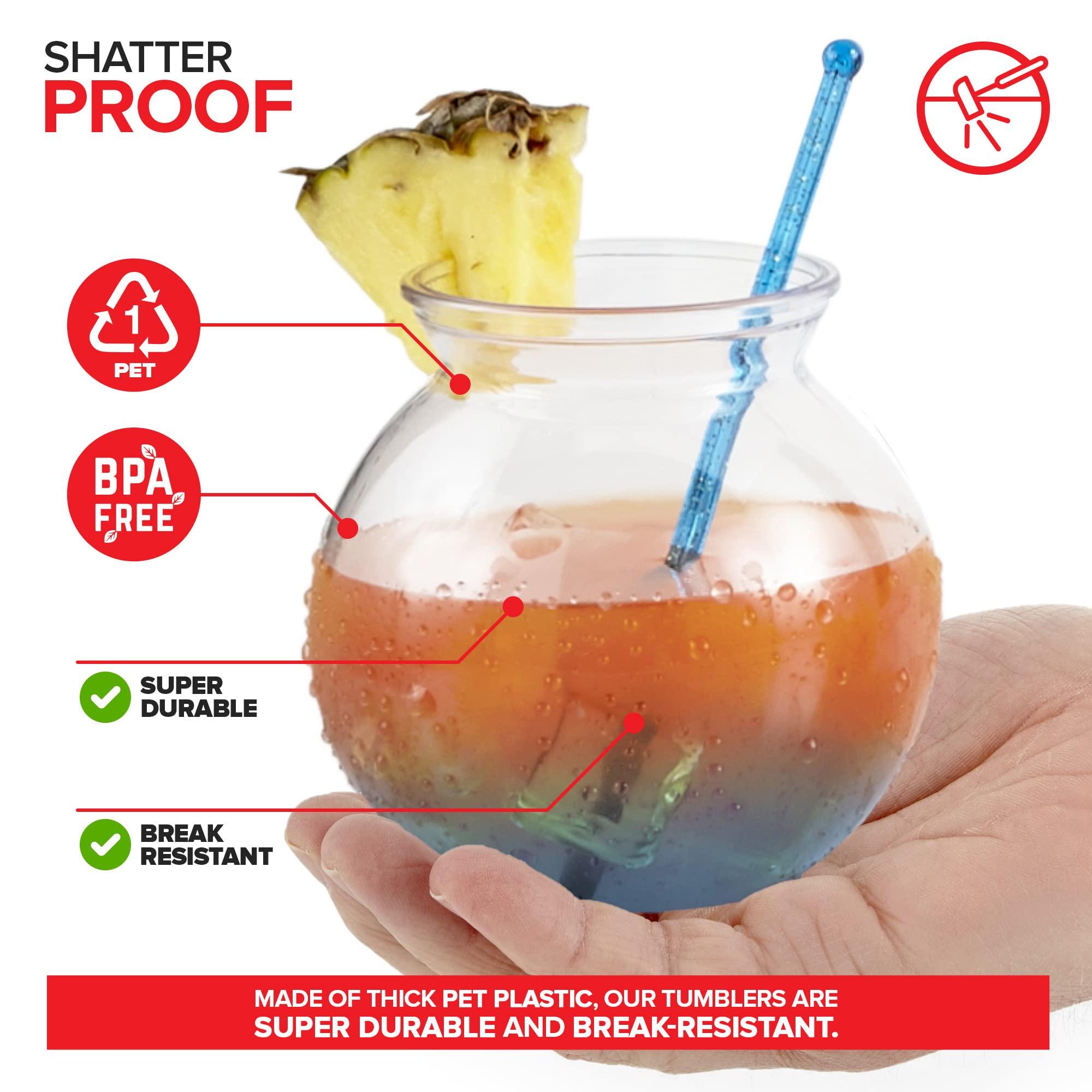 Stock Your Home Small Round Plastic Fish Bowls for Parties (6 Pack) 16 oz Clear Mini Drink Bowl, Shatterproof Fishbowl Glasses for Drinks, Centerpieces, Decorations, Goldfish Pond Carnival Game, Centerpiece Vases