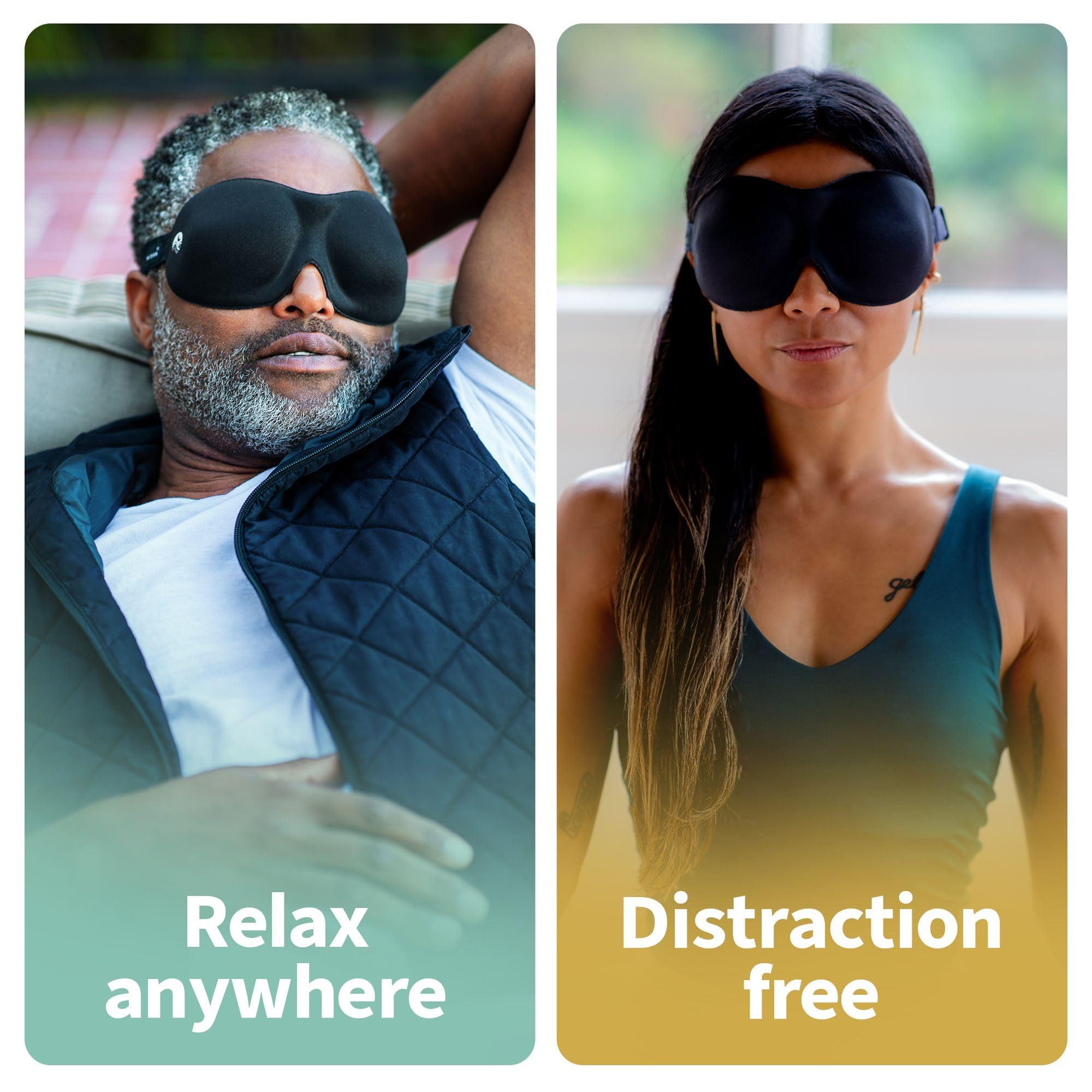 Nidra Nidra Sleep Mask for Men Women, Blue 3D Blackout Sleeping Mask, Contoured Eye Mask for Lash Extensions, Side Sleepers Eye Cover, Zero Eye Pressure, Travel Eye Shades, Night Blindfolded for Deep Sleep