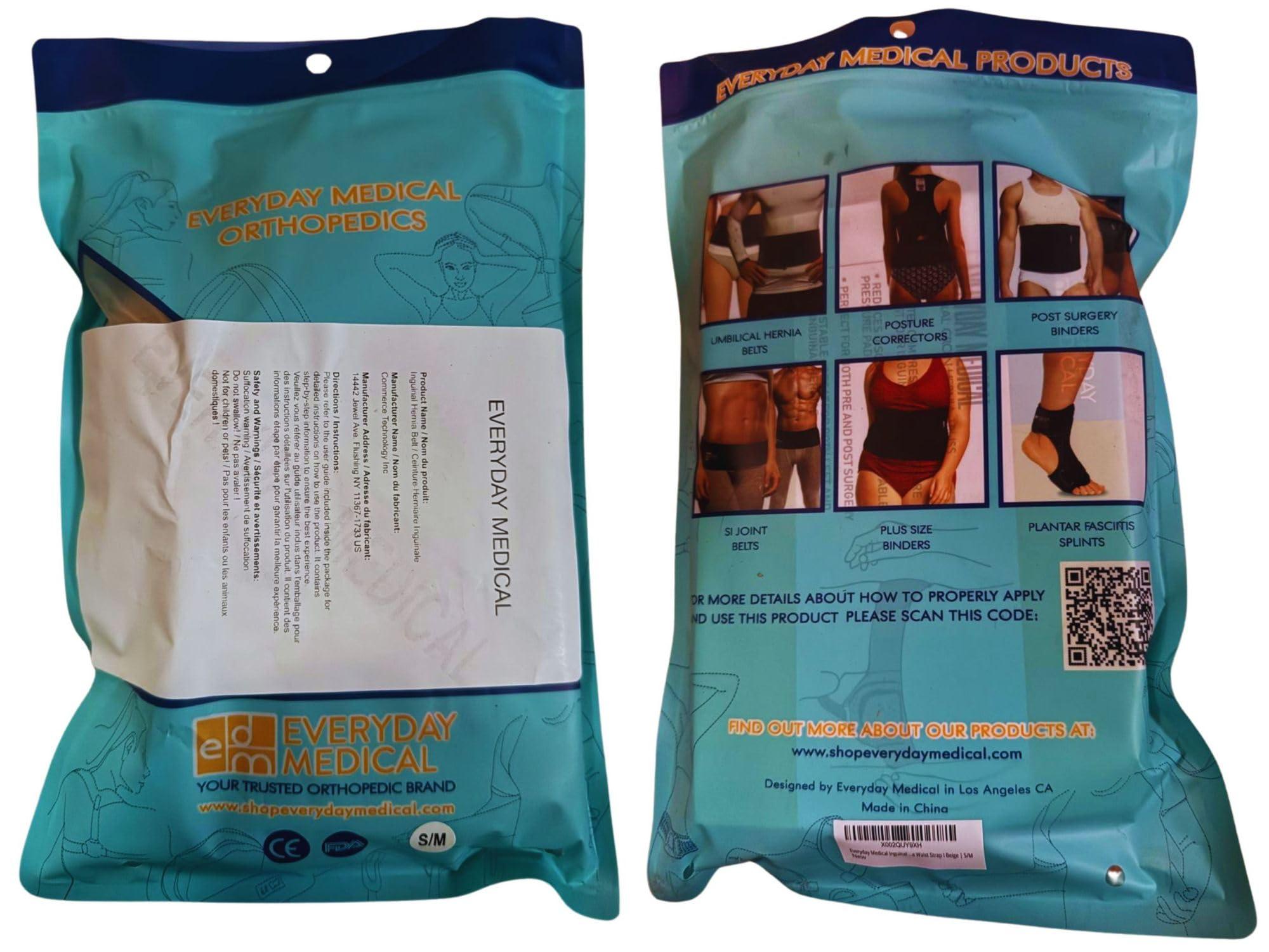 Everyday Medical Everyday Medical Inguinal Hernia Support Belt for Men I Fits Left or Right Side I Post Surgery Men and Womens Hernia Support Truss for Inguinal, Groin Hernias I Adjustable Waist Strap I Beige | S/M