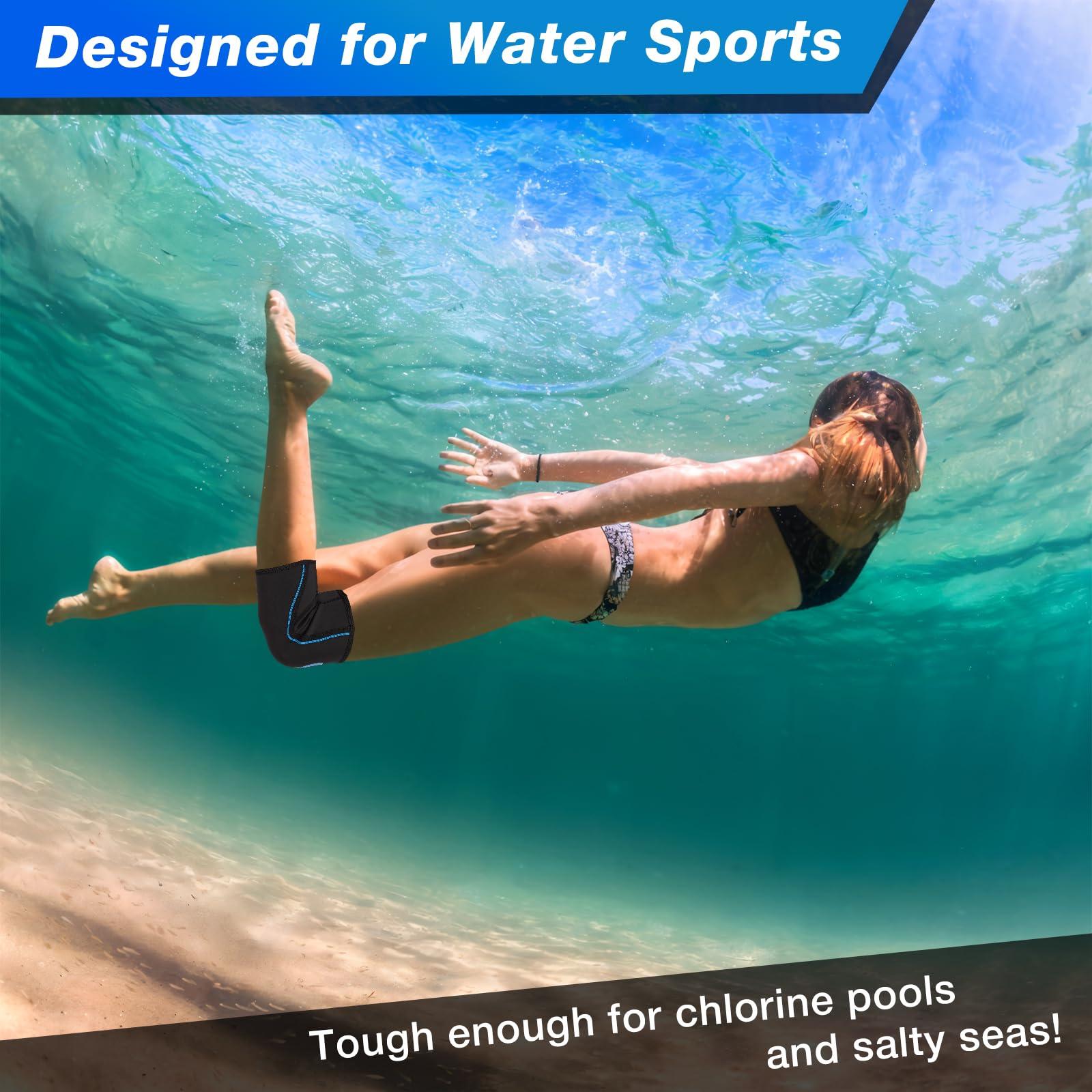 Nvorliy Nvorliy Knee Compression Brace Support for Swimming, Aquatic, Sailing, Scuba Diving, Surfing, Paddle Boarding, Kayaking, Water Sports or Injury Recovery - Water Resistant Sleeve, Fit Women & Men (S)