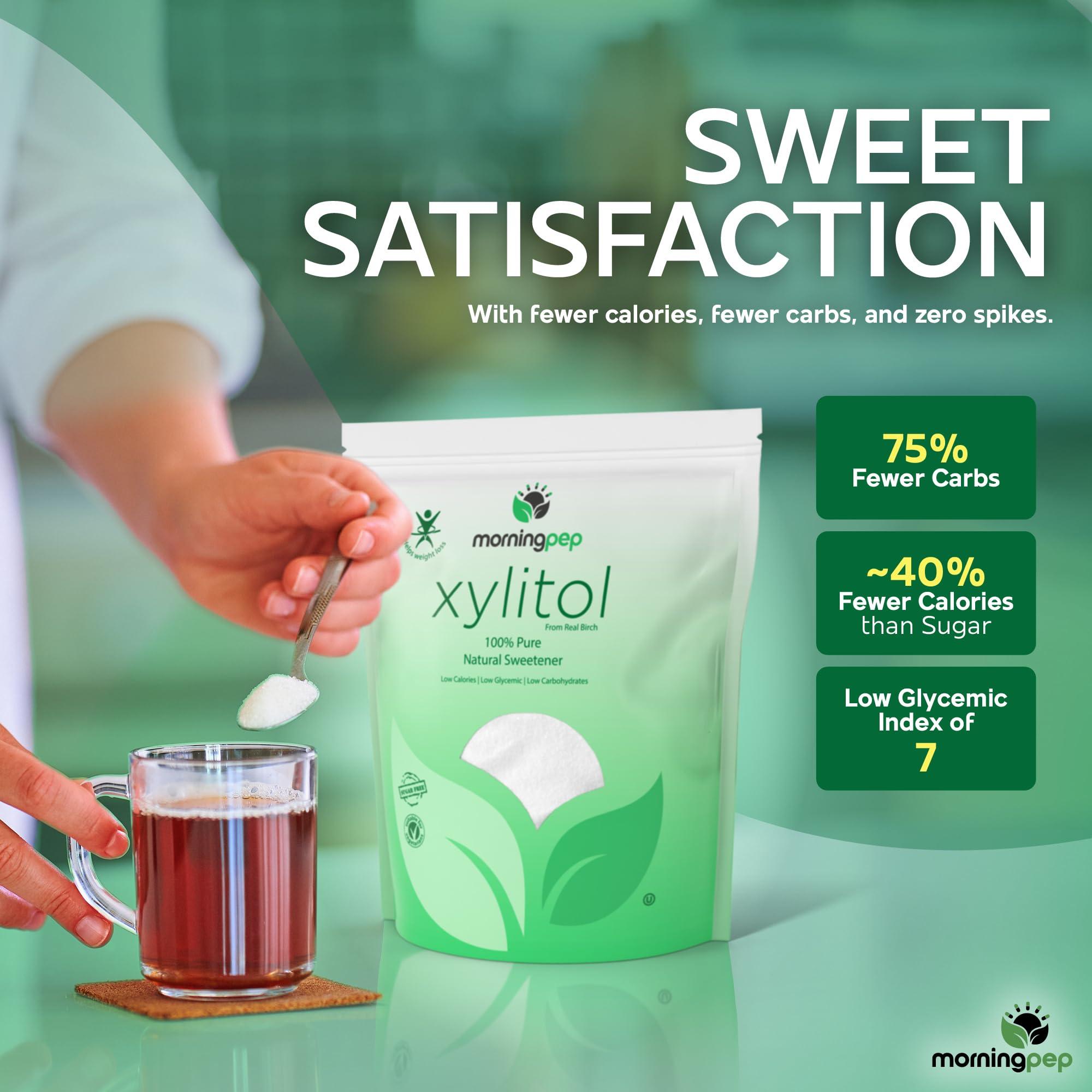 Morning Pep Morning Pep Pure Birch Xylitol (Keto Diet Friendly) Sweetener with no Aftertaste Bulk Size 10 LBs (Not from Corn) Non GMO Kosher Gluten Free Product of USA. 160 OZ