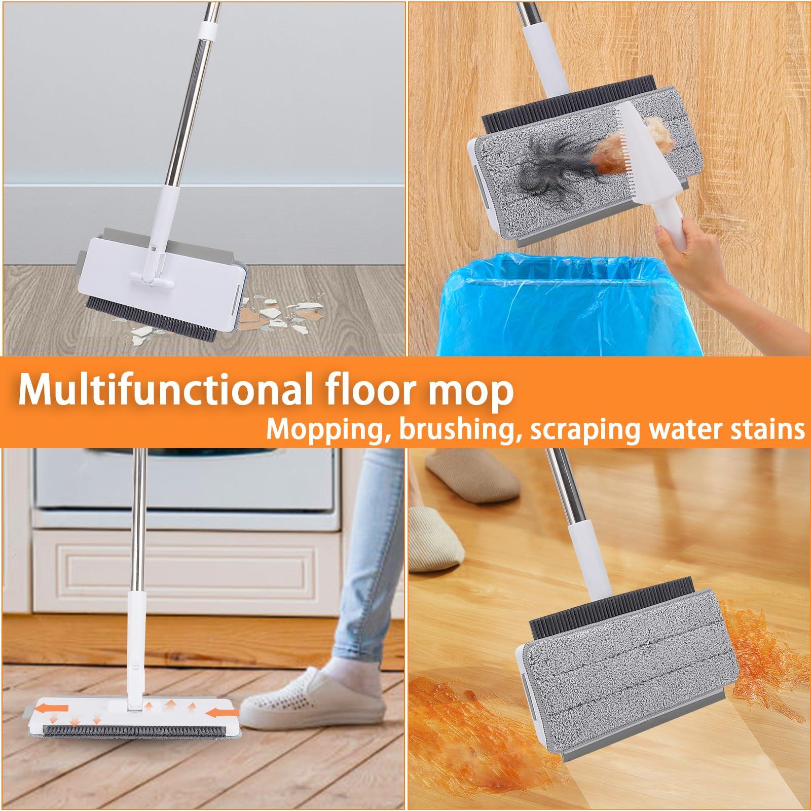 Lomida Microfiber Mop Floor Cleaning, Dry and Wet Multi Surface Floor Cleaner, with 49\'\' Long Handle for Cleaning Window Floor Skirting Board Ceiling Wall Bathtub Tub Tile Scrubber Brush