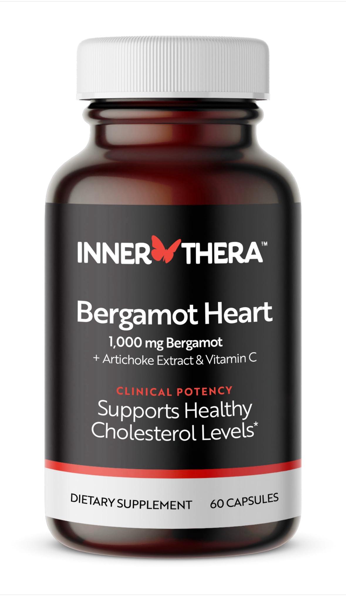 INNERTHERA Bergamot Heart Advanced Italian Citrus Bergamot - Clinically Proven & Cardiologist Developed- Highest Polyphenols - 1000mg Patented Italian Bergamonte - Supplement for High Cholesterol & Heart Health