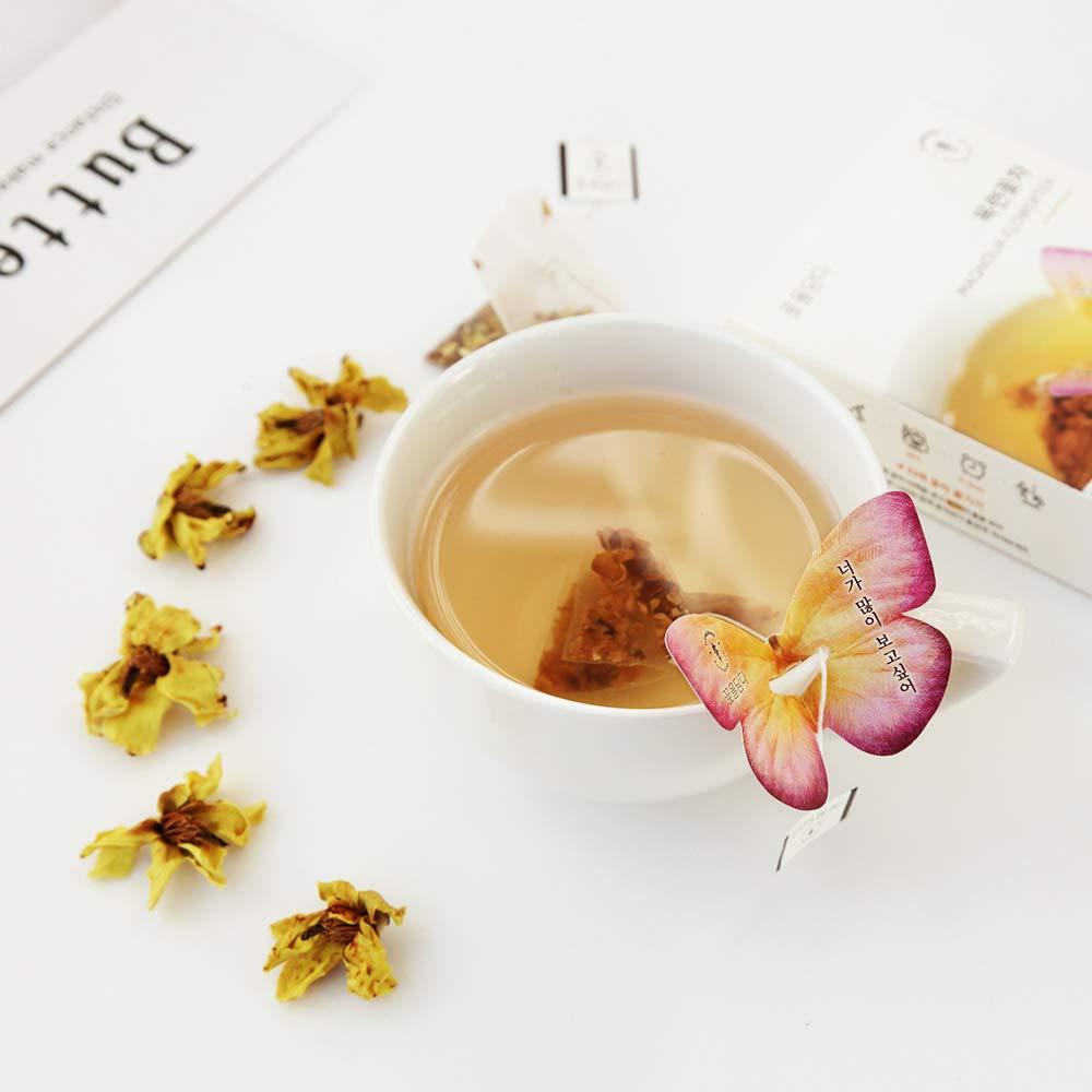 KKOKDAM KKOKDAM Korean Tea Gift Set 3 Flavor Yellow Tea Variety Pack with Butterfly Tea Bags Unique Fancy Tea Bag Sampler Elegant Korean Gift Box for Tea Lovers Perfect Tea Gifts