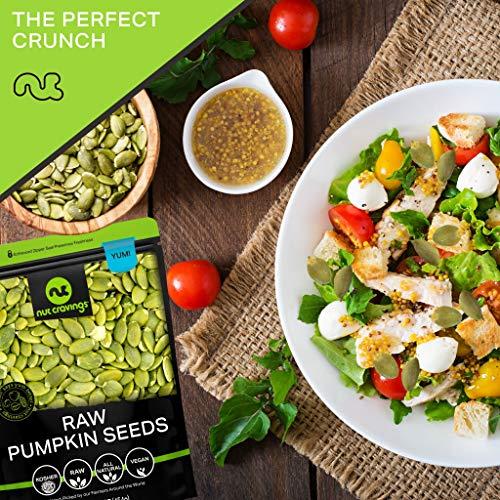 Nut Cravings NUT CRAVINGS - Raw Pumpkin Seeds Pepitas, Unsalted, Shelled, (48oz - 3 LB) Bulk Nuts Packed Fresh in Resealable Bag - Kosher Healthy Snack, Natural Keto Vegan - Ideal for Trail Mixed Nuts