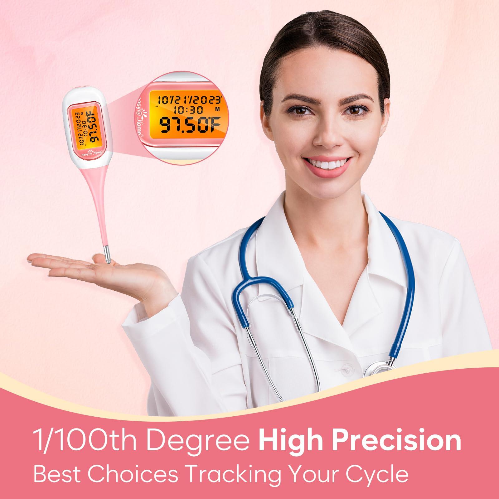 Easy@Home Easy@Home Smart Basal Thermometer, Large Screen and Backlit, FSA Eligible, Period Tracker with Premom(iOS & Android) - Auto BBT Sync, Charting, Coverline & Accurate Fertility Prediction EBT-300