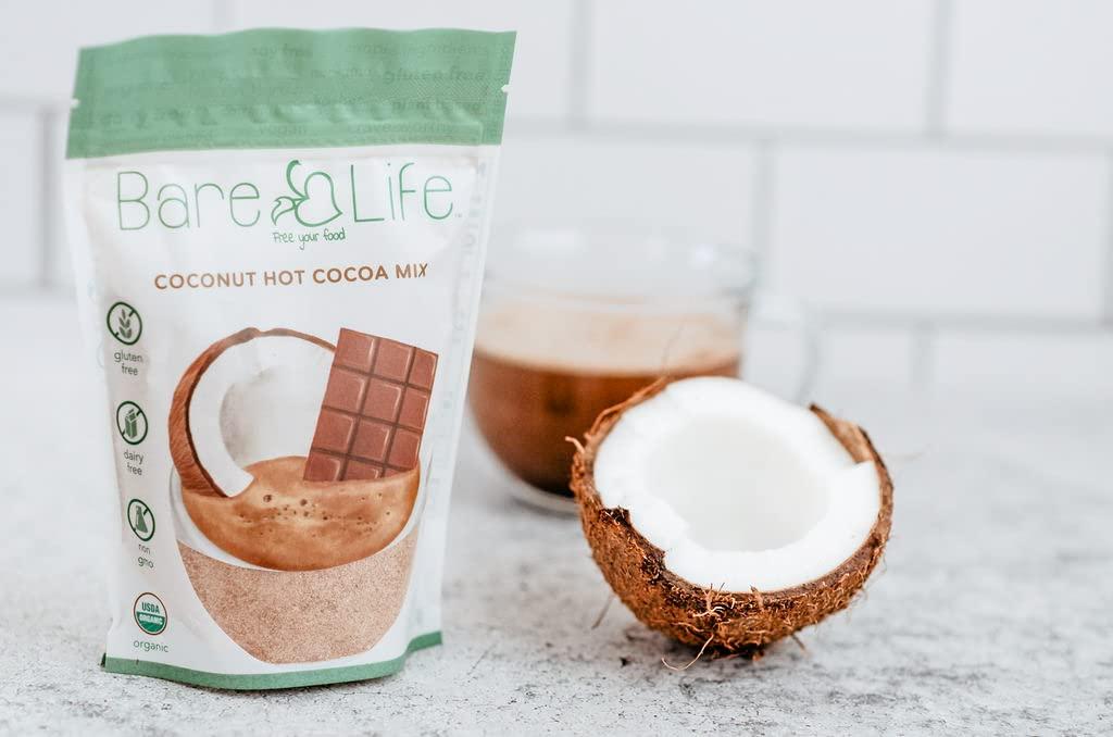 Bare Life Bare Life: Dairy Free Coconut Hot Cocoa Mix Pouch | Gluten Free, Vegan, USDA Organic, Plant Based, Paleo, Soy Free, Corn Free, Lactose Free, Kosher Pareve, Refined Sugar Free, Hot Chocolate - Just Add Hot Water, 9.52 oz.