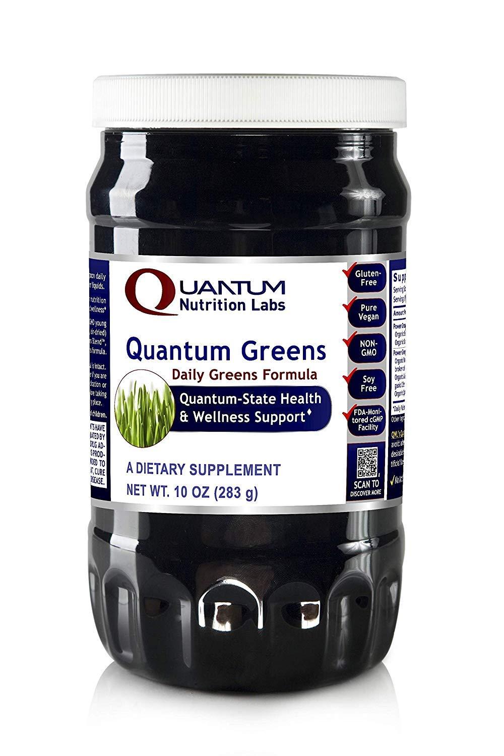 Quantum Nutrition Labs Quantum Nutrition Labs Quantum Organic Greens- Super Greens Powder, Greens Superfood Powder for Drinks, Green Juice, Nutrition Support, Supergreens for Men & Women, Spinach, Alfalfa, Chlorella - 10 oz
