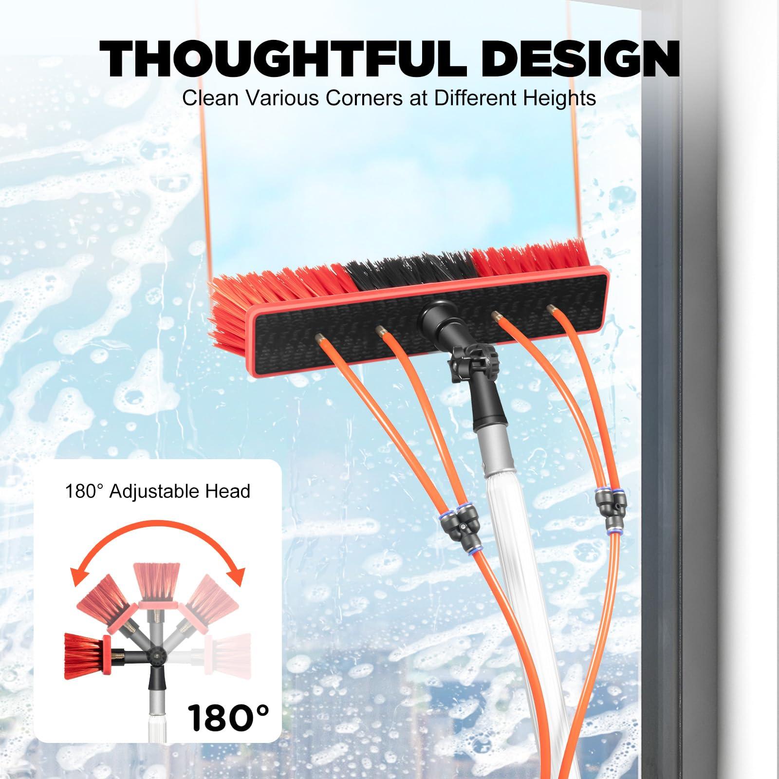 JAYGOVAN JAYGOVAN 26Ft Long Water Fed Pole Brush Solar Panel Cleaning Brush Telescopic High Reach Window Cleaning Pole Aluminum Outdoor Window Cleaner Extendable Cleaner Tool for Window Glass/Solar Panel