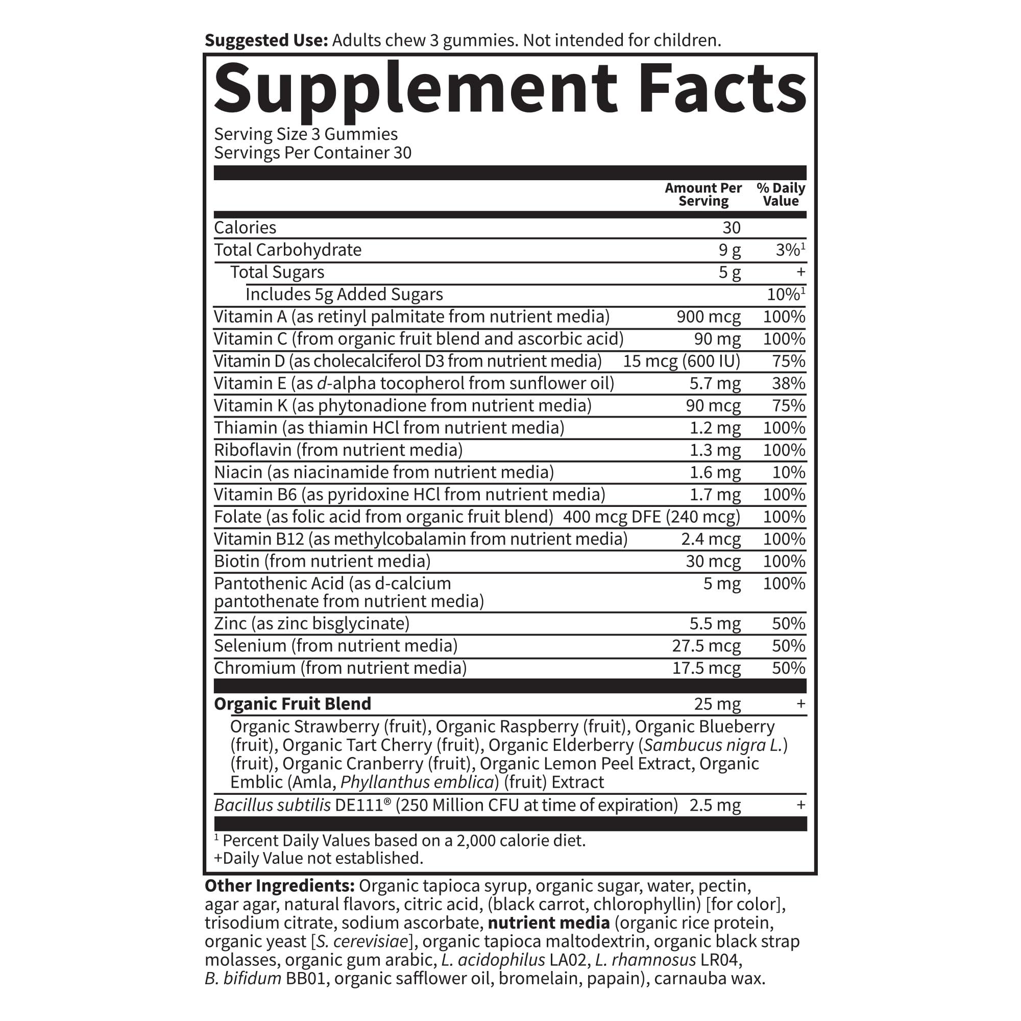 Garden of Life Garden of Life Mens Multivitamin Gummy:Vitamins C,D,E,B&Zinc for Energy,Stamina & Stress,Probiotics for Digestive & Immune Health,Vitamin Code,Non-GMO,Gluten-Free,90 Lemon Berry Gummies, 30 Day Count